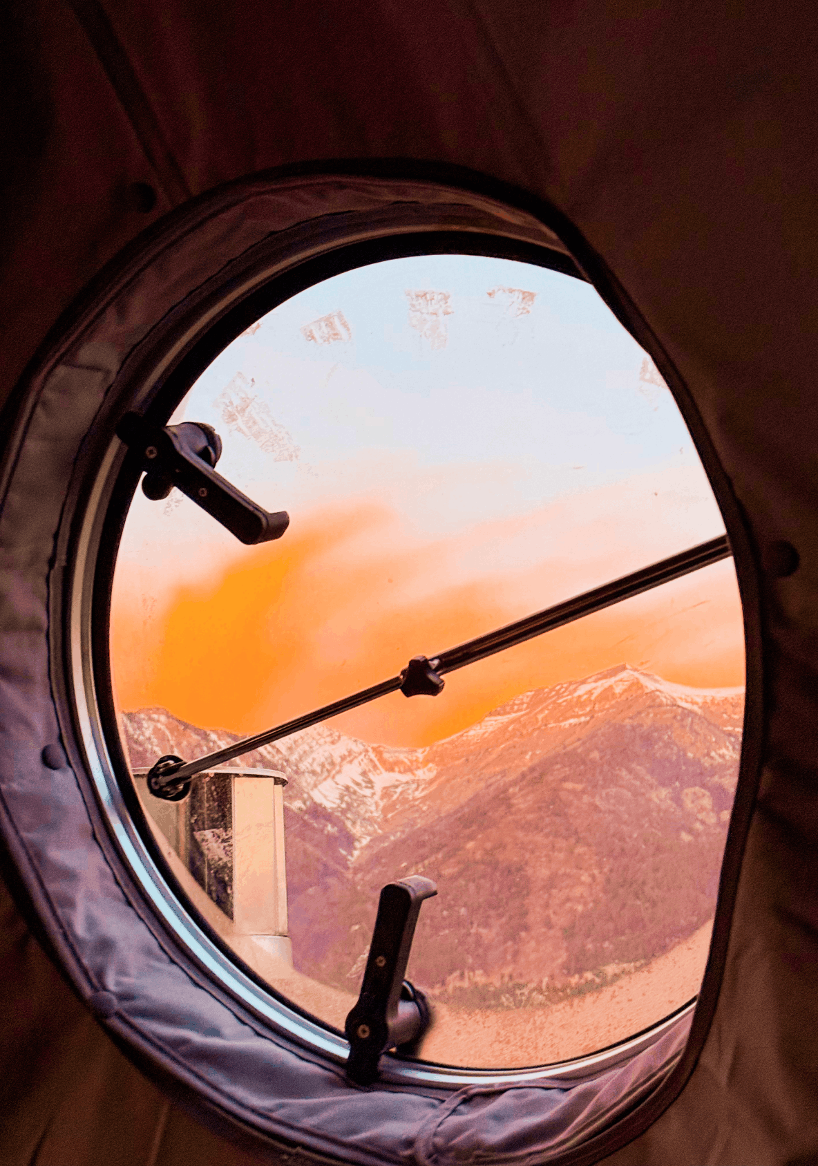 View of geodesic domes in the summer