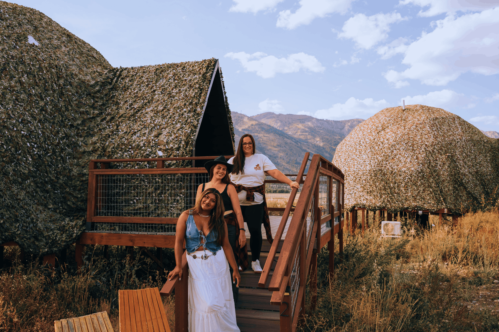 Mirror and bunk bed in geodesic dome