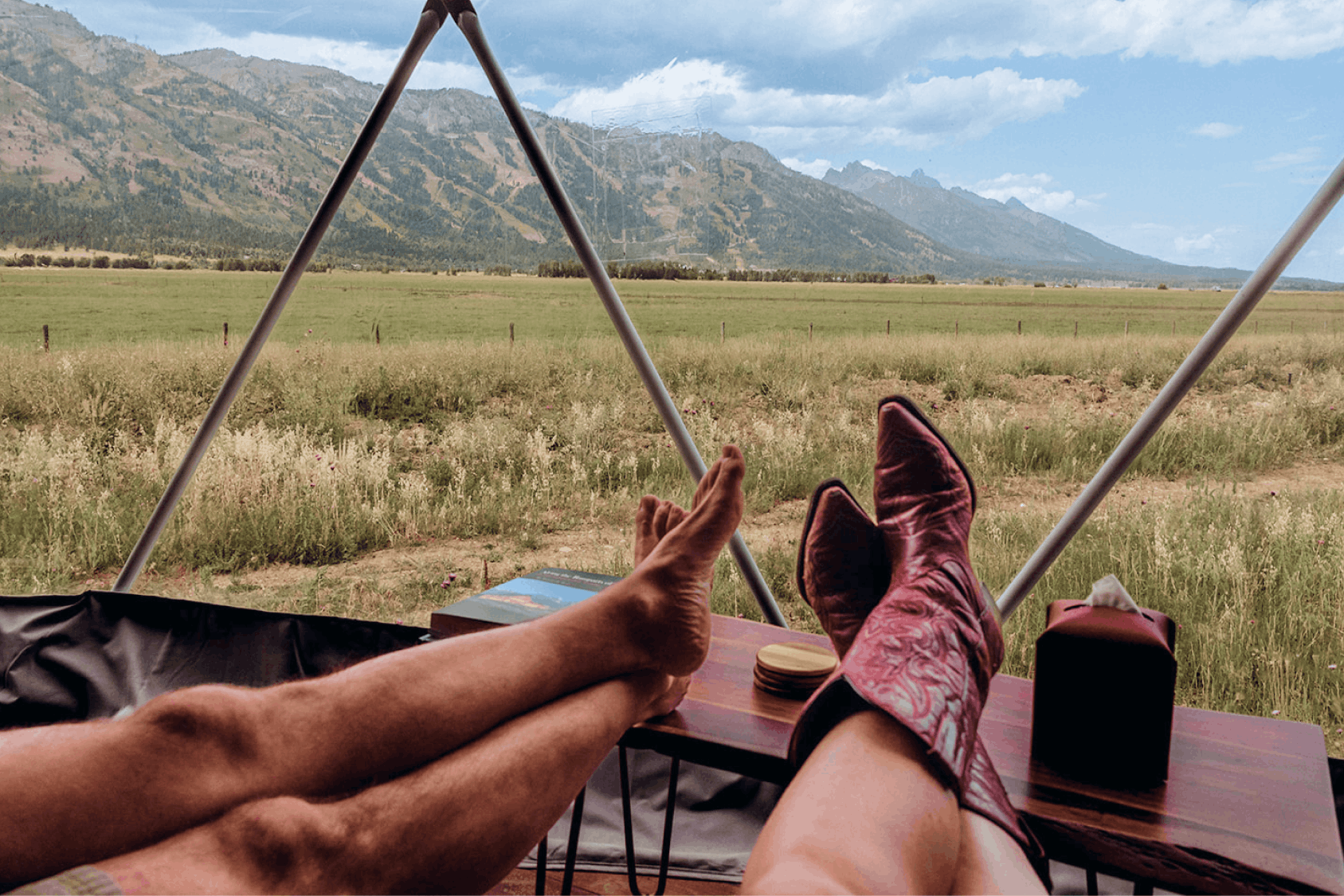 Summer view in family suite layout geodesic dome