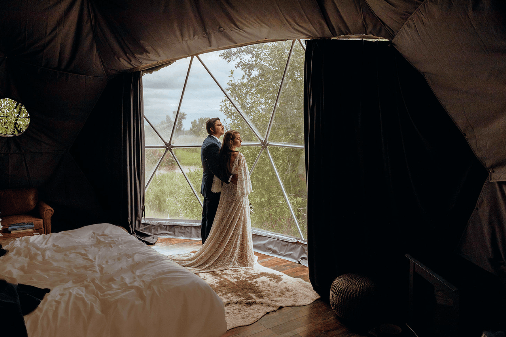 Summer view in family suite layout geodesic dome
