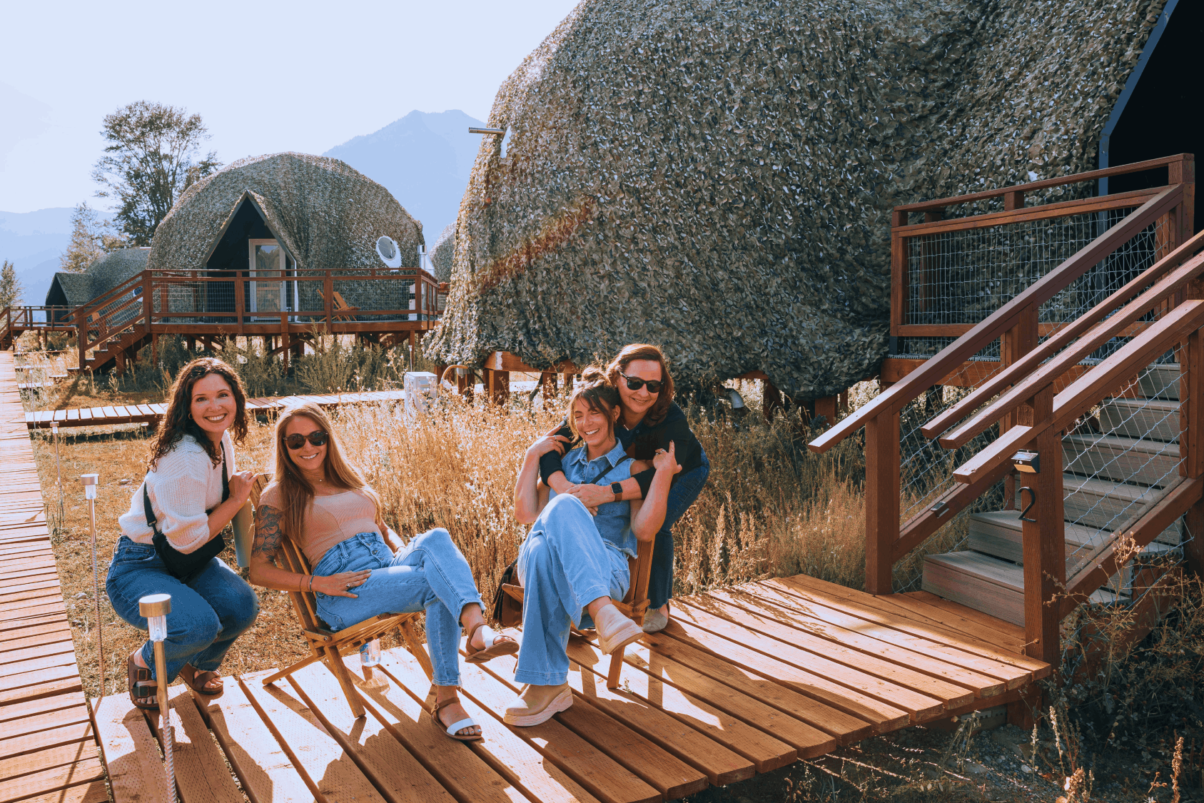 Summer view in family suite layout geodesic dome