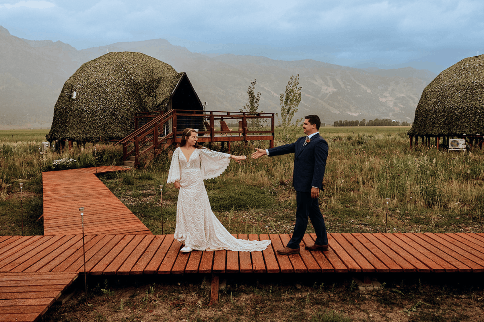 Mirror and bunk bed in geodesic dome
