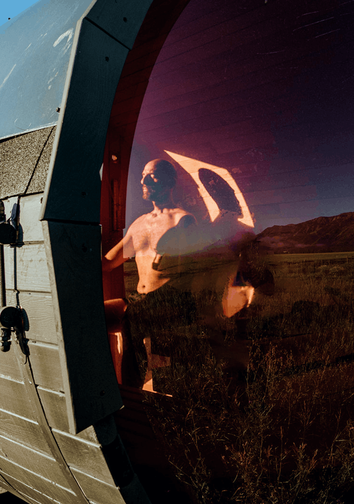 Shower in bathroom of geodesic dome