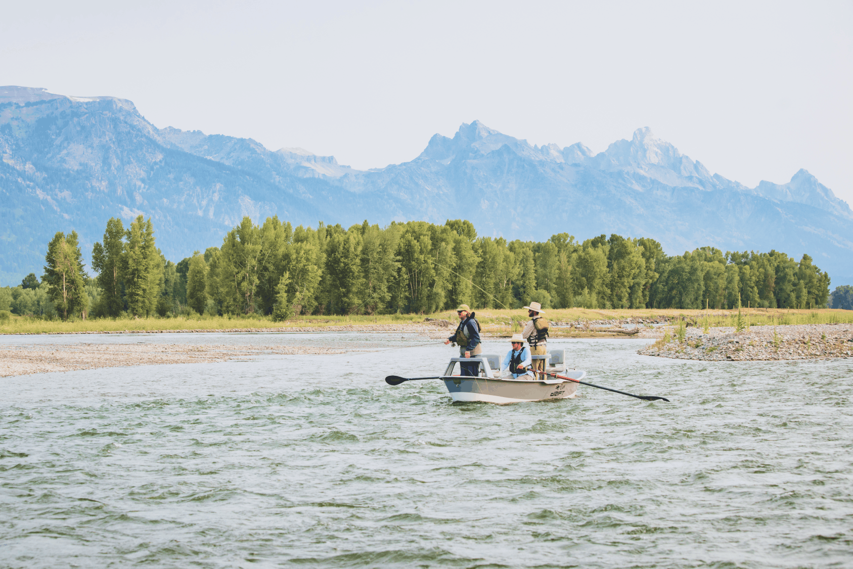 Group of people hiking on a fall day