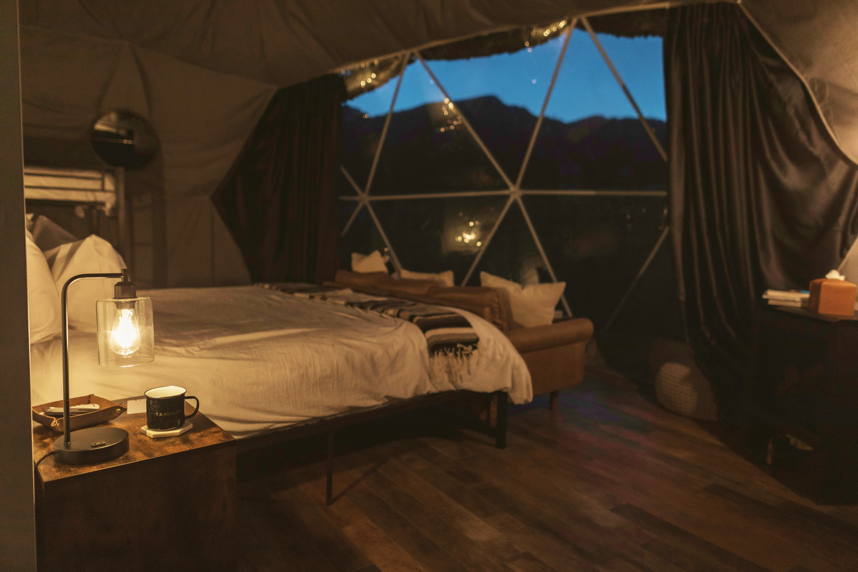 Summer view in family suite layout geodesic dome