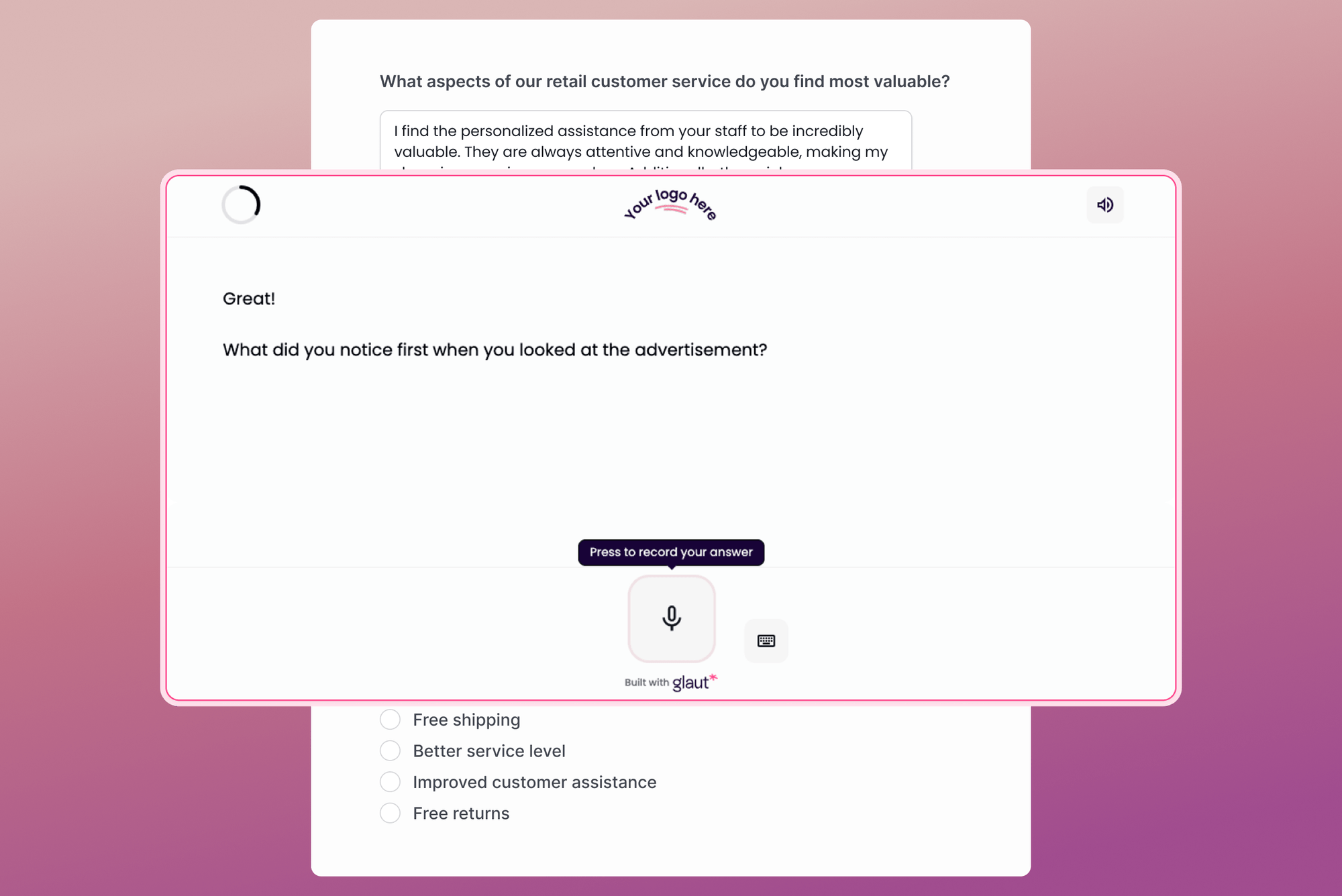 Glaut Interviewer in progress