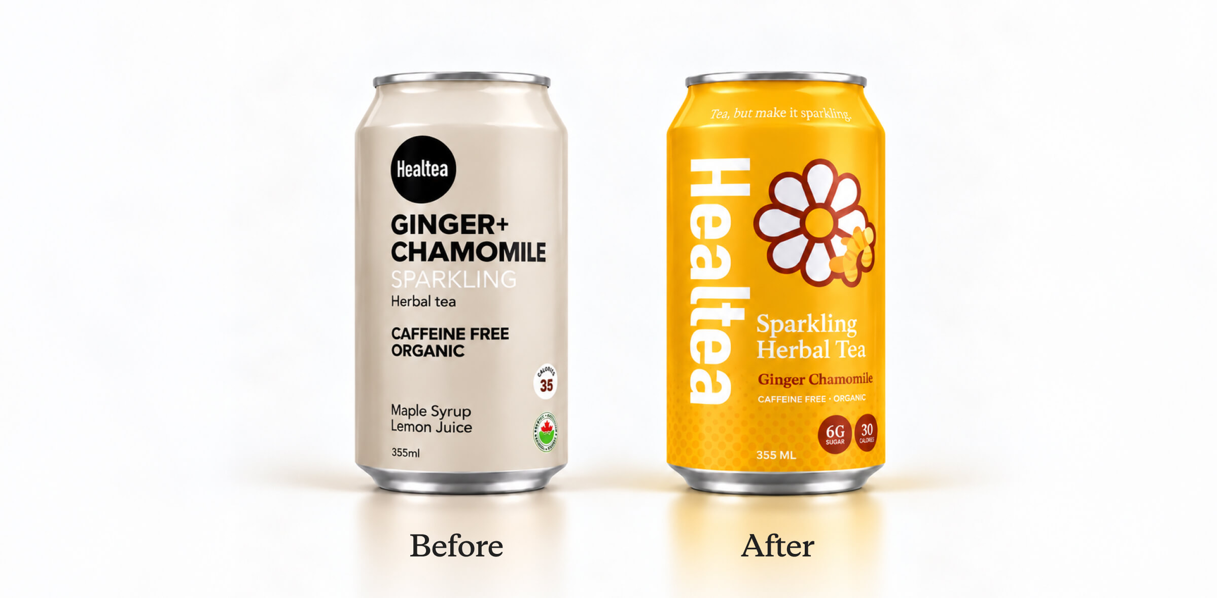 Healtea Hibiscus Mango can before and after the packaging refresh