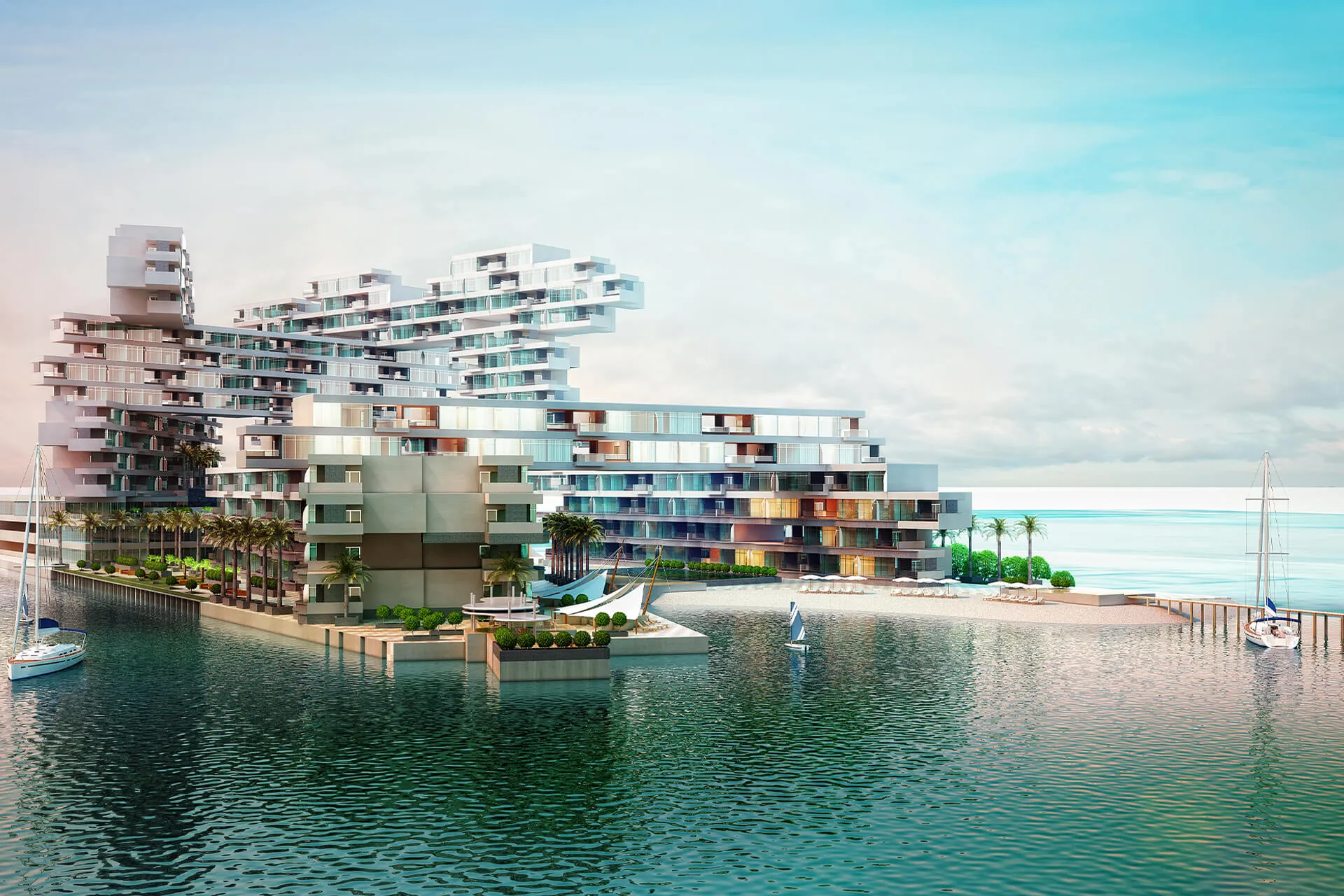 Aerial view of Boutique Beach Resort in the Middle East