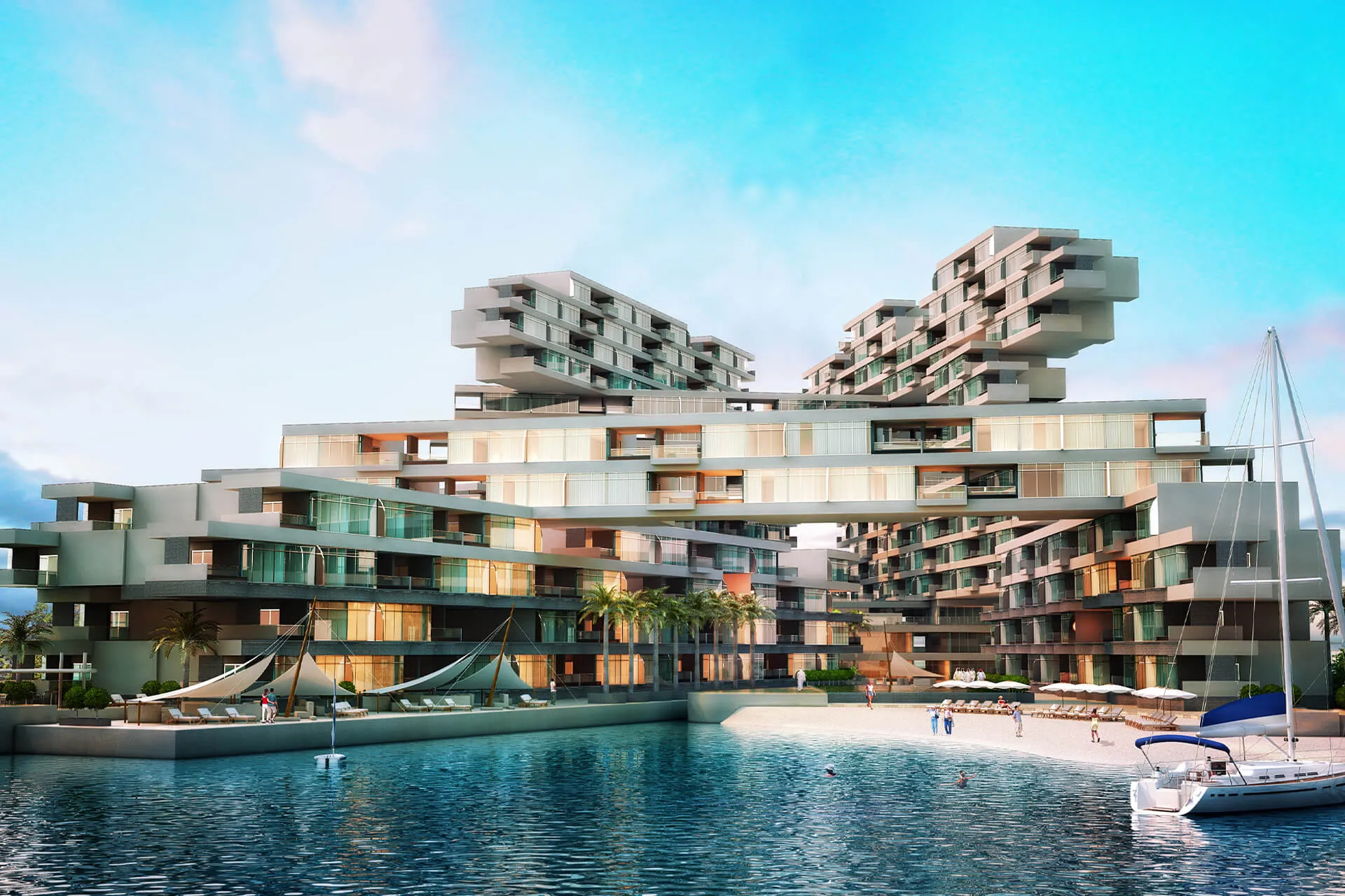 Aerial view of Boutique Beach Resort in the Middle East