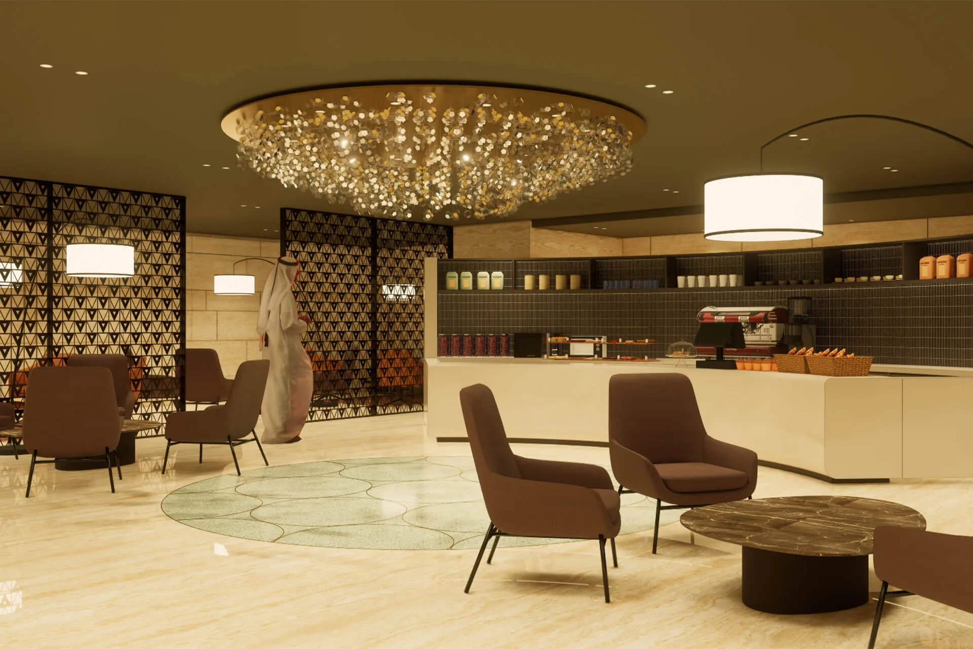 Café Interiors at Landmark Tower in Riyadh, designed by nicholas
