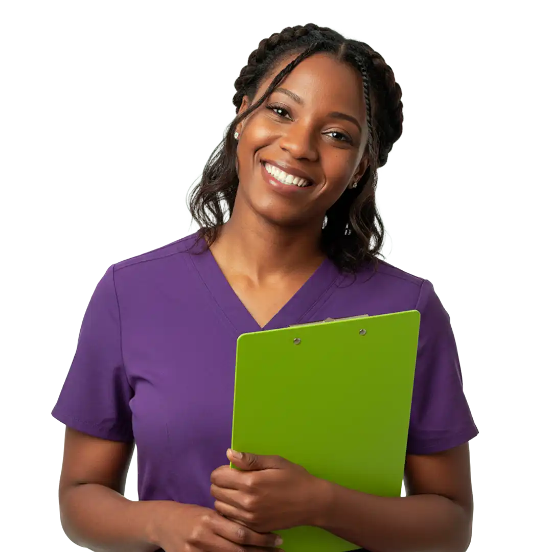 Medical assistant working through MA to RN career pathway online to complete a Medical Assistant to RN program