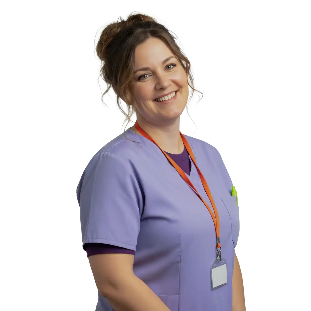 Nurse working through LPN to BSN career pathway online to complete LPN to BSN transition program