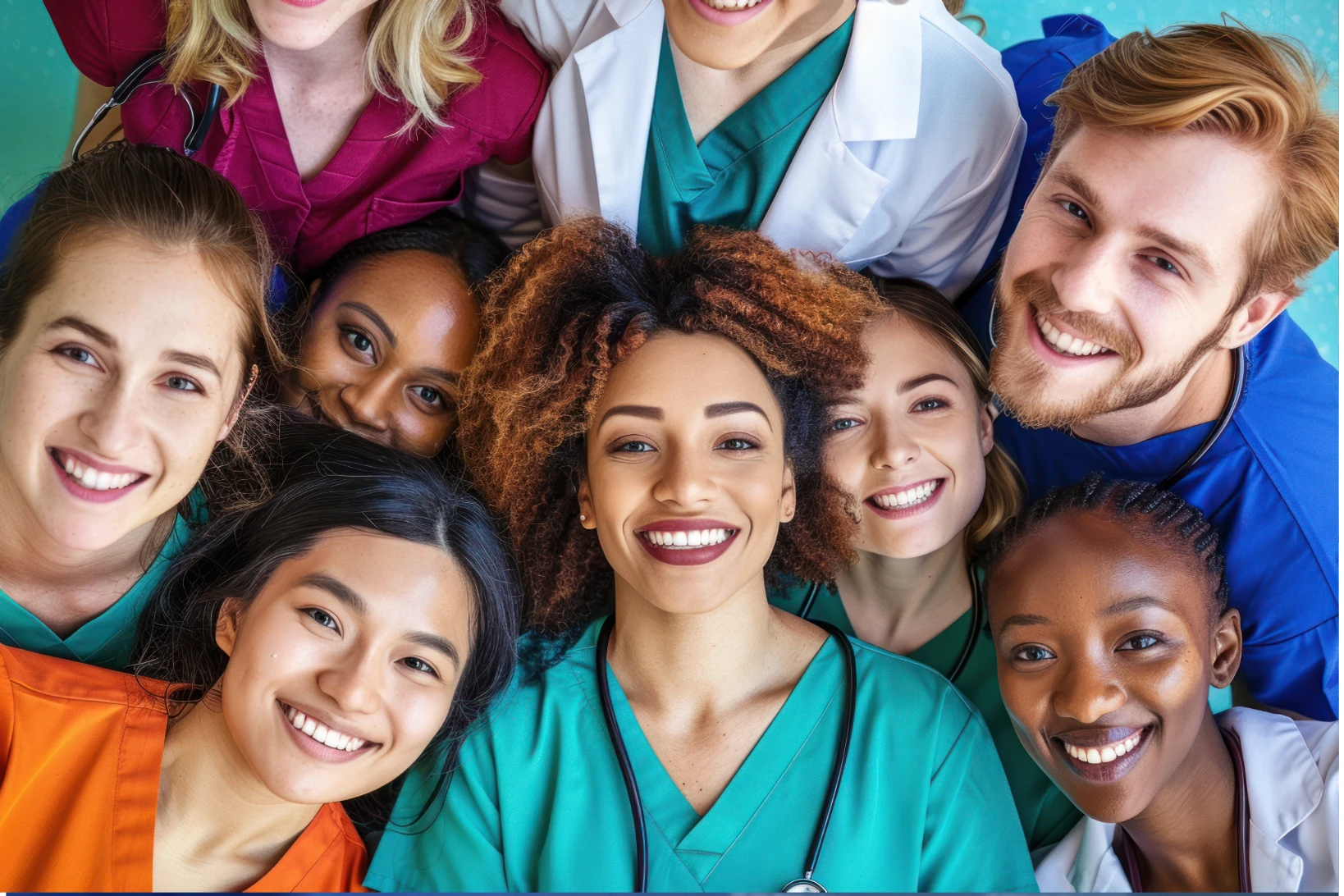 A diverse group of smiling nurses in scrubs, symbolizing teamwork, empowerment, and the rise of nurse entrepreneurs in 2026.