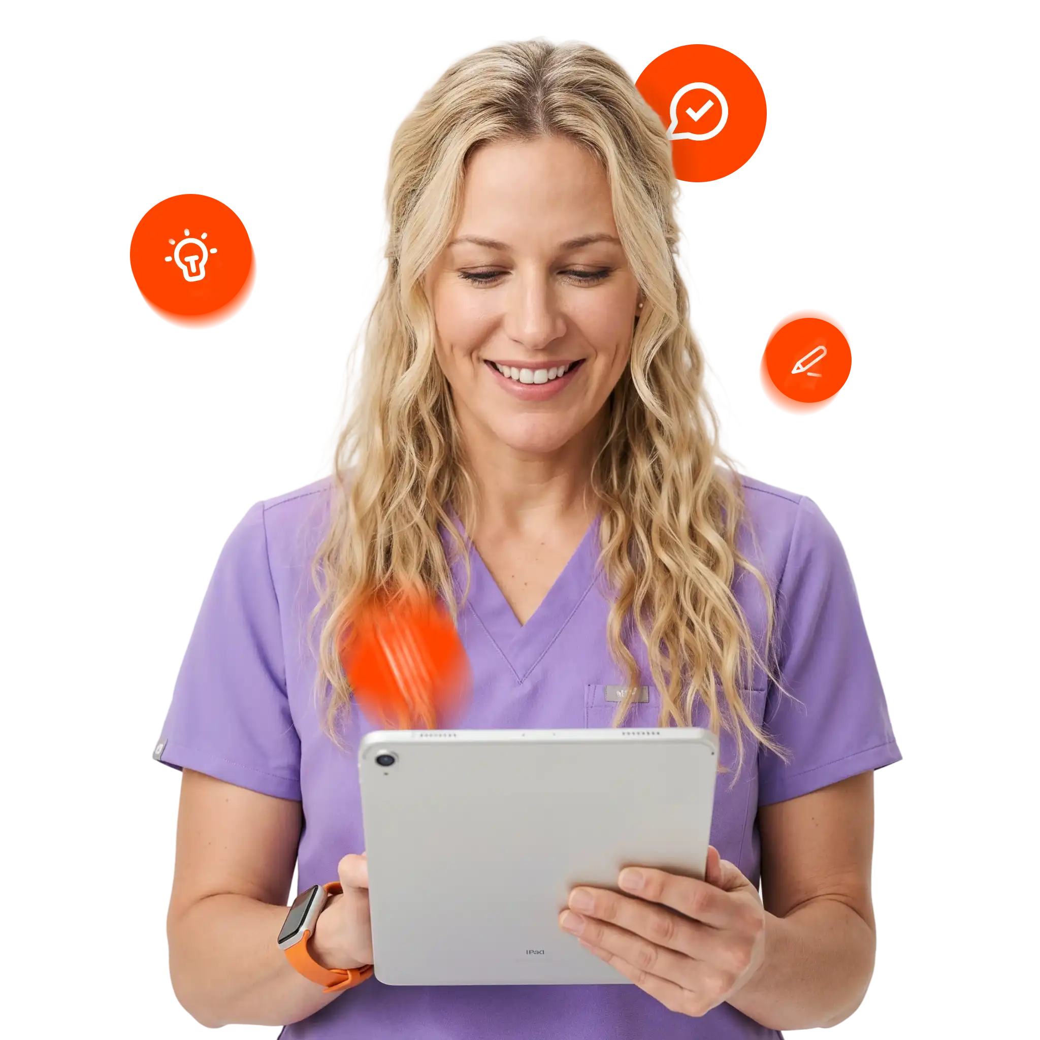 Smiling nursing professional using a laptop to prepare for the Next Gen NCLEX-RN exam.