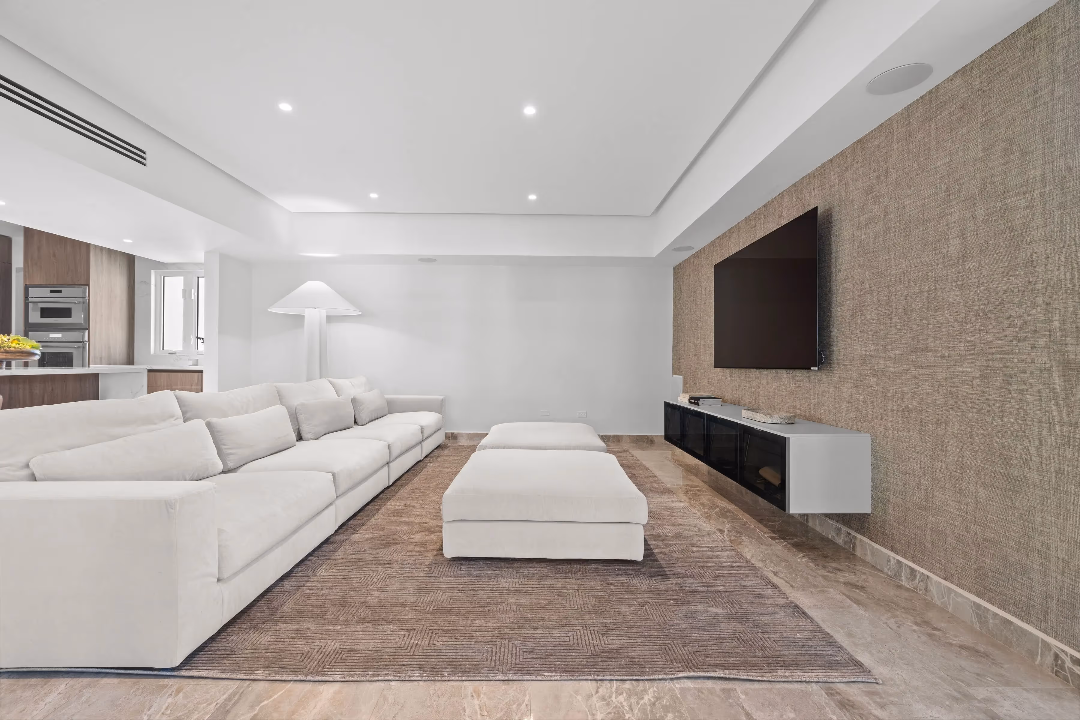 Open layout living area for family living and entertaining