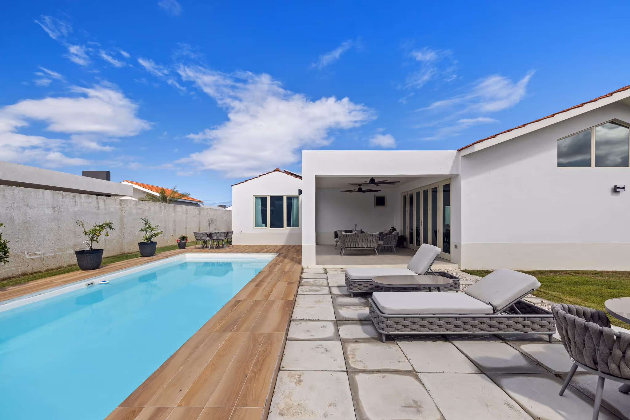 Backyard oasis with private swimming pool and spacious deck in high-end Sabanera Dorado residence