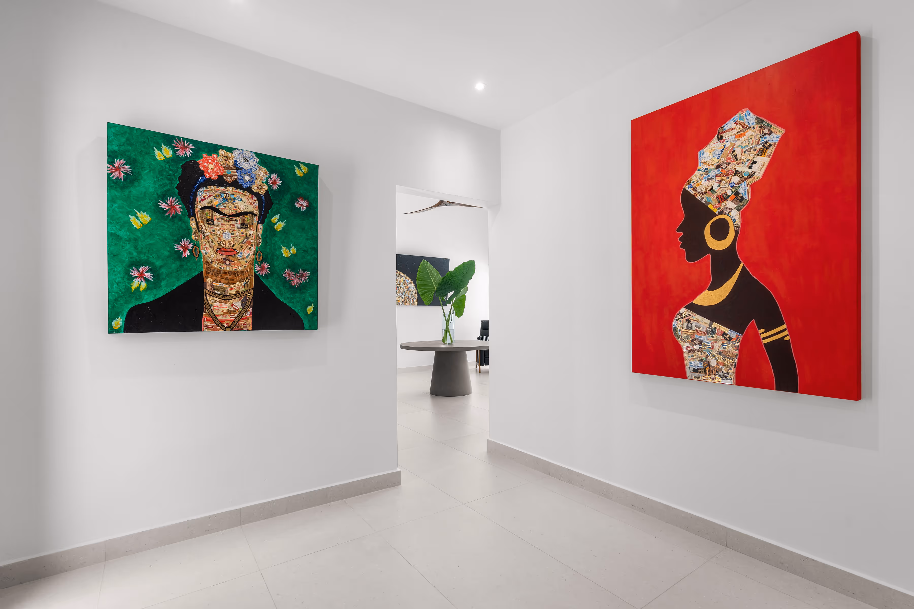 Open floor plan connecting indoor living space to outdoor terrace and pool area