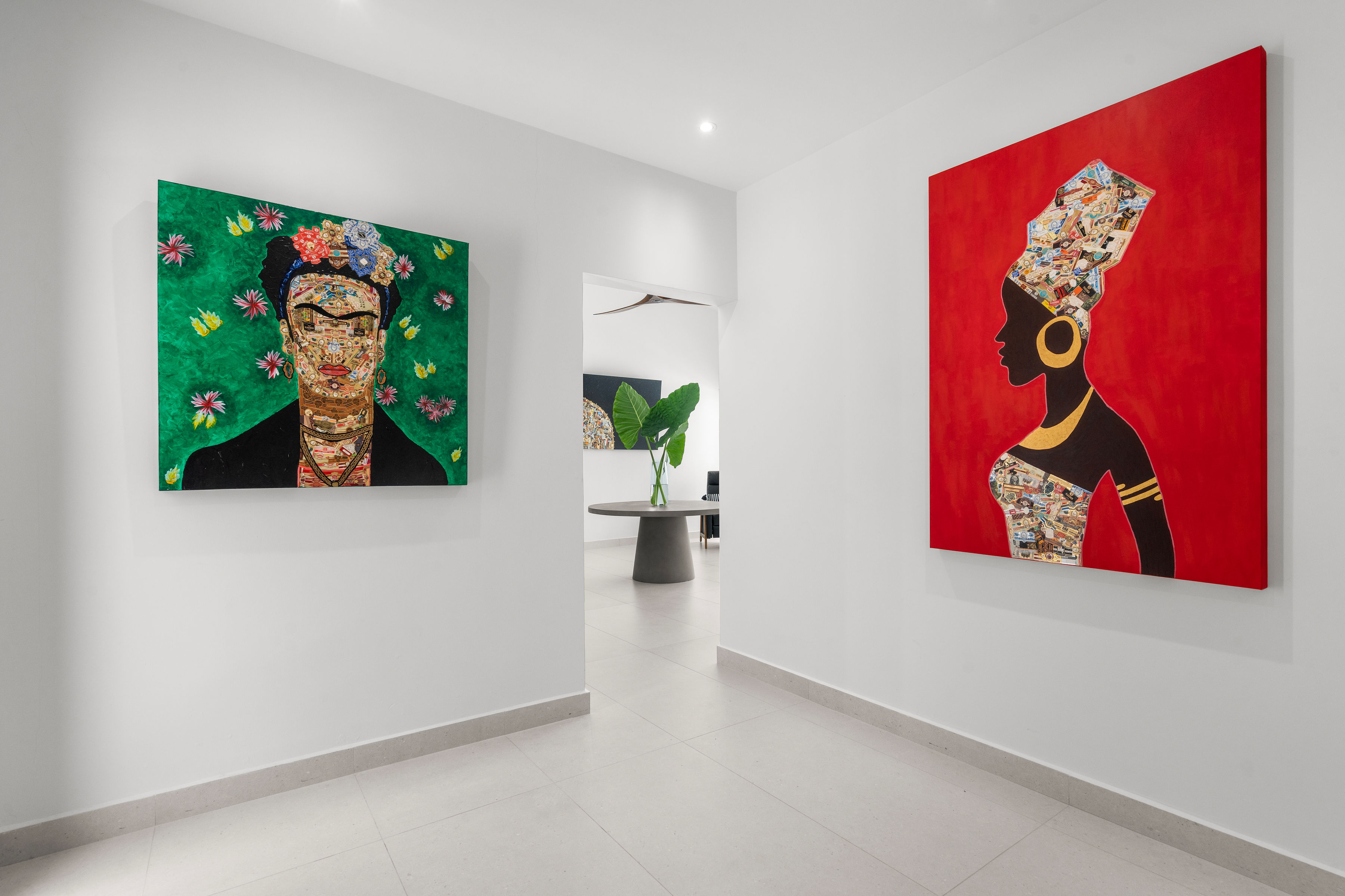Open floor plan connecting indoor living space to outdoor terrace and pool area
