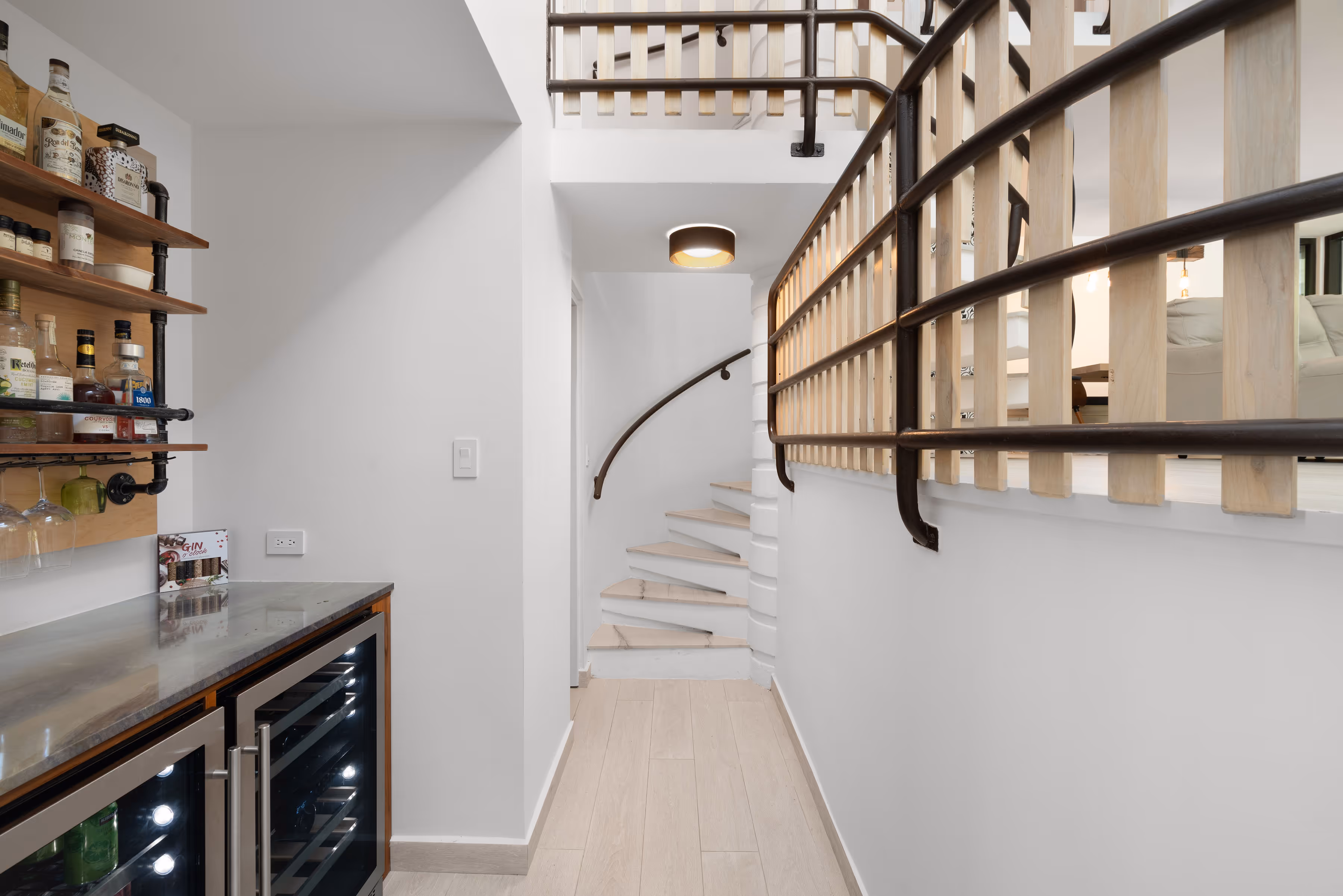 Contemporary architectural house with tropical landscaping in San Juan