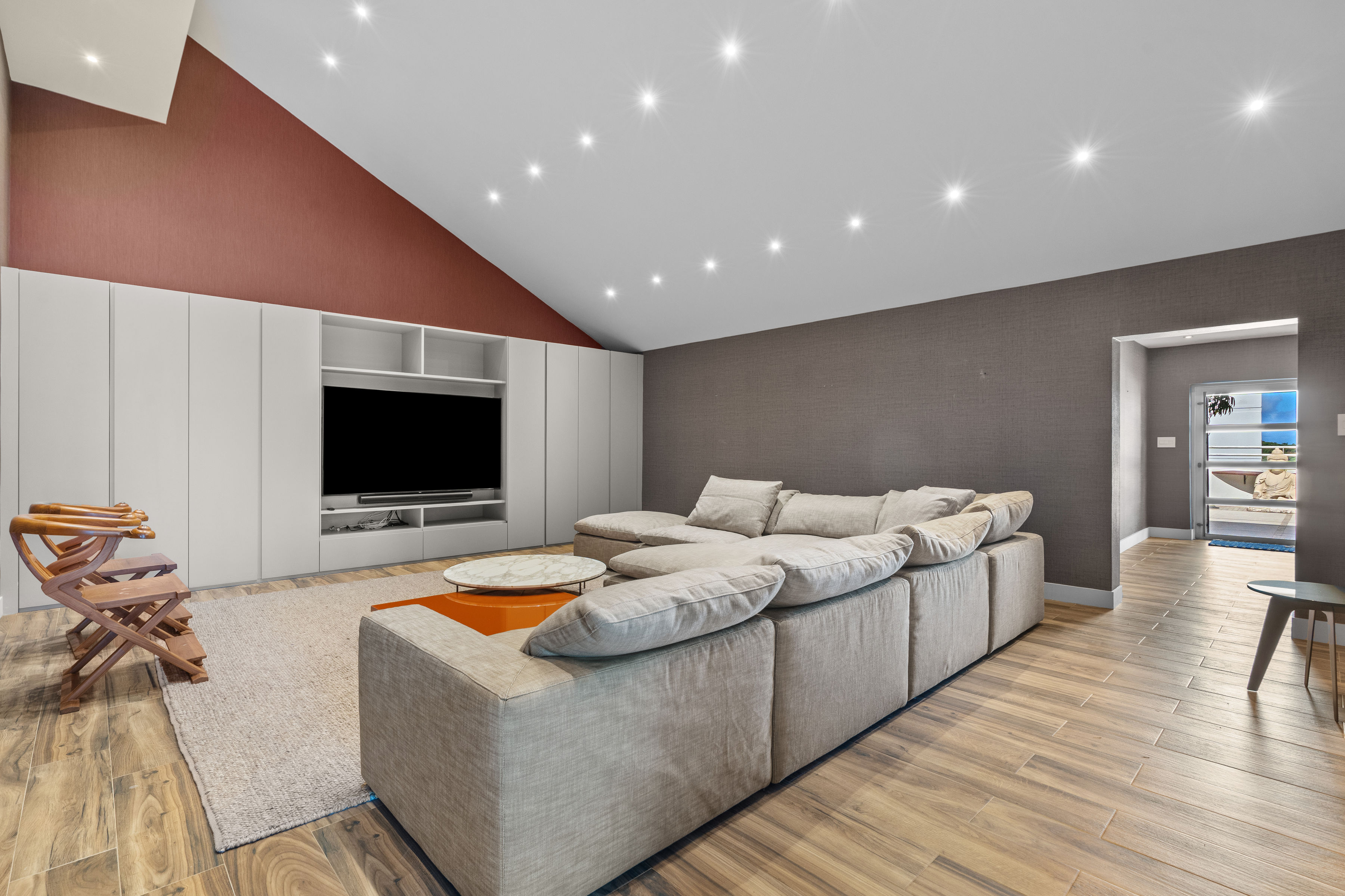 Outdoor bar and BBQ entertainment area on Guaynabo penthouse terrace