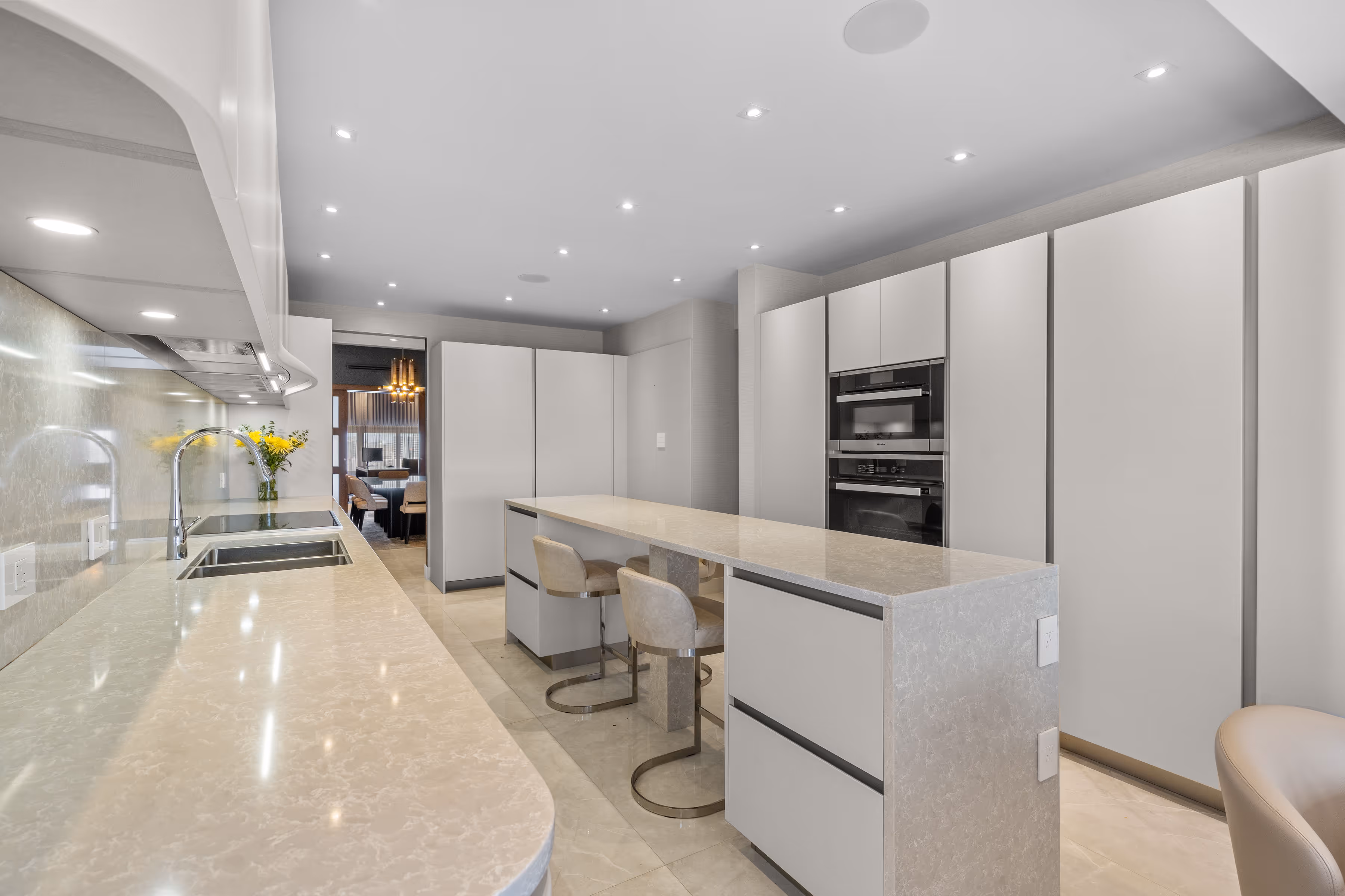 Elegant entertainment space in luxury San Patricio Guaynabo penthouse