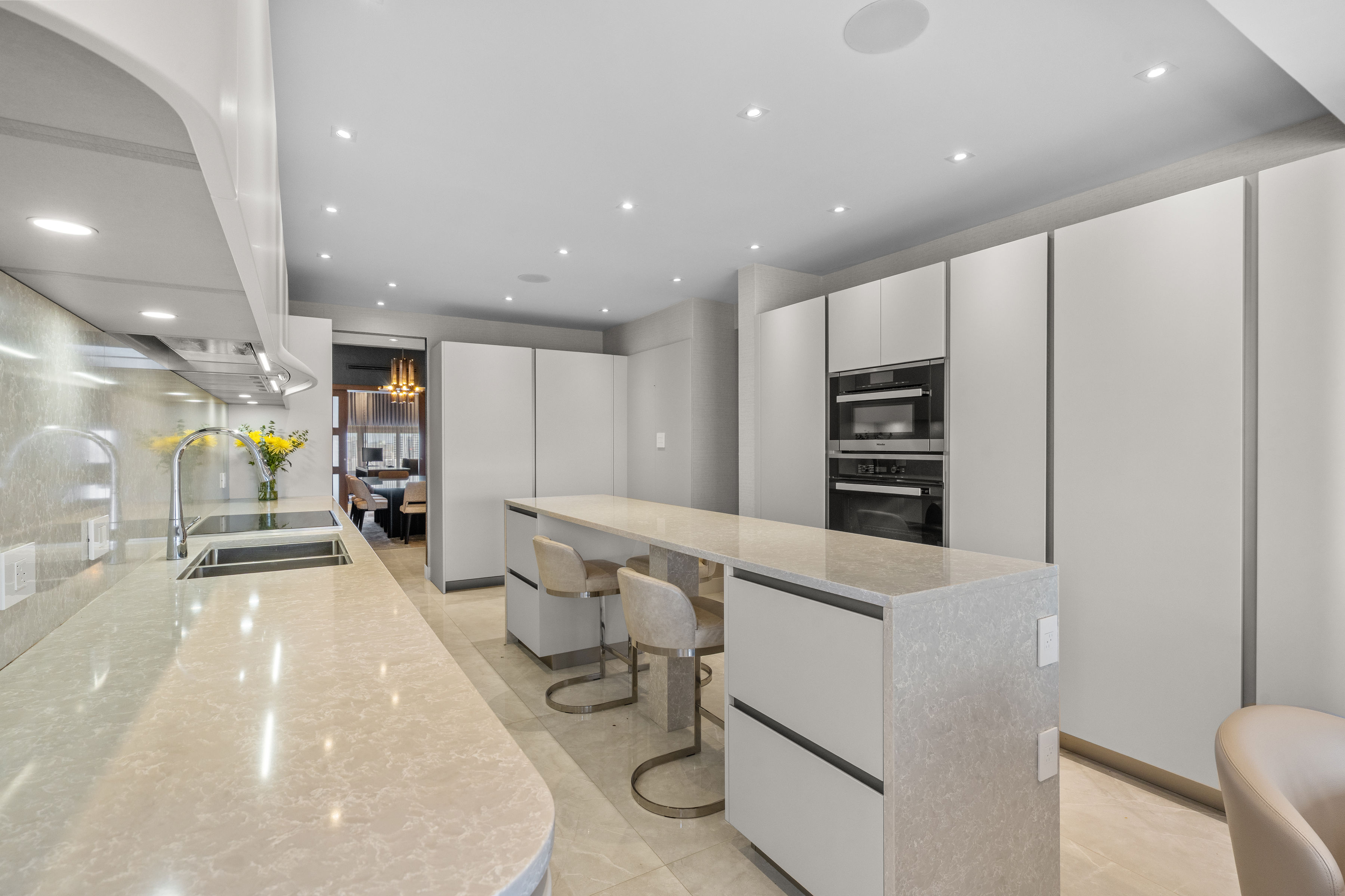 Elegant entertainment space in luxury San Patricio Guaynabo penthouse