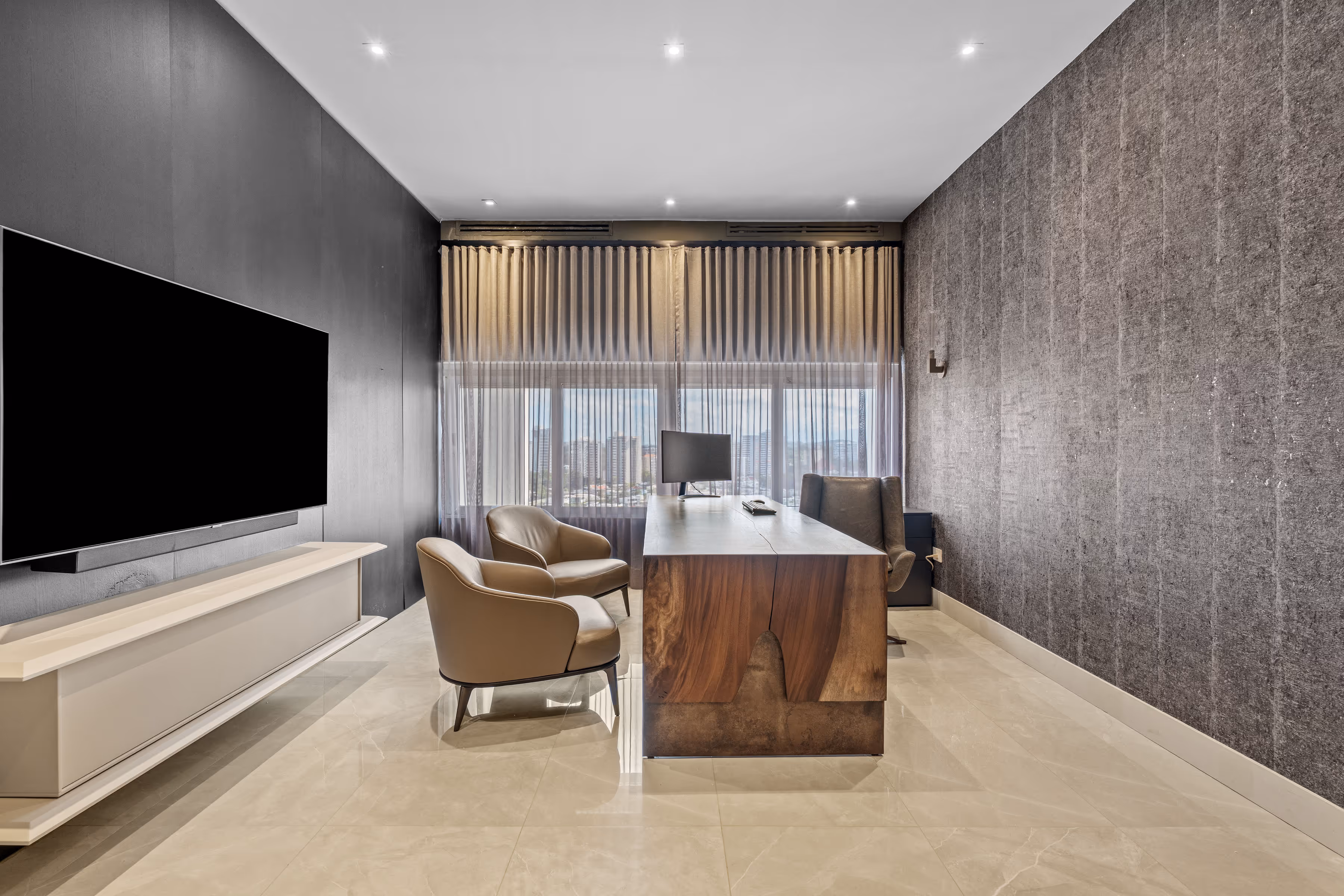 Private rooftop terrace with outdoor kitchen at Caparra Classic penthouse