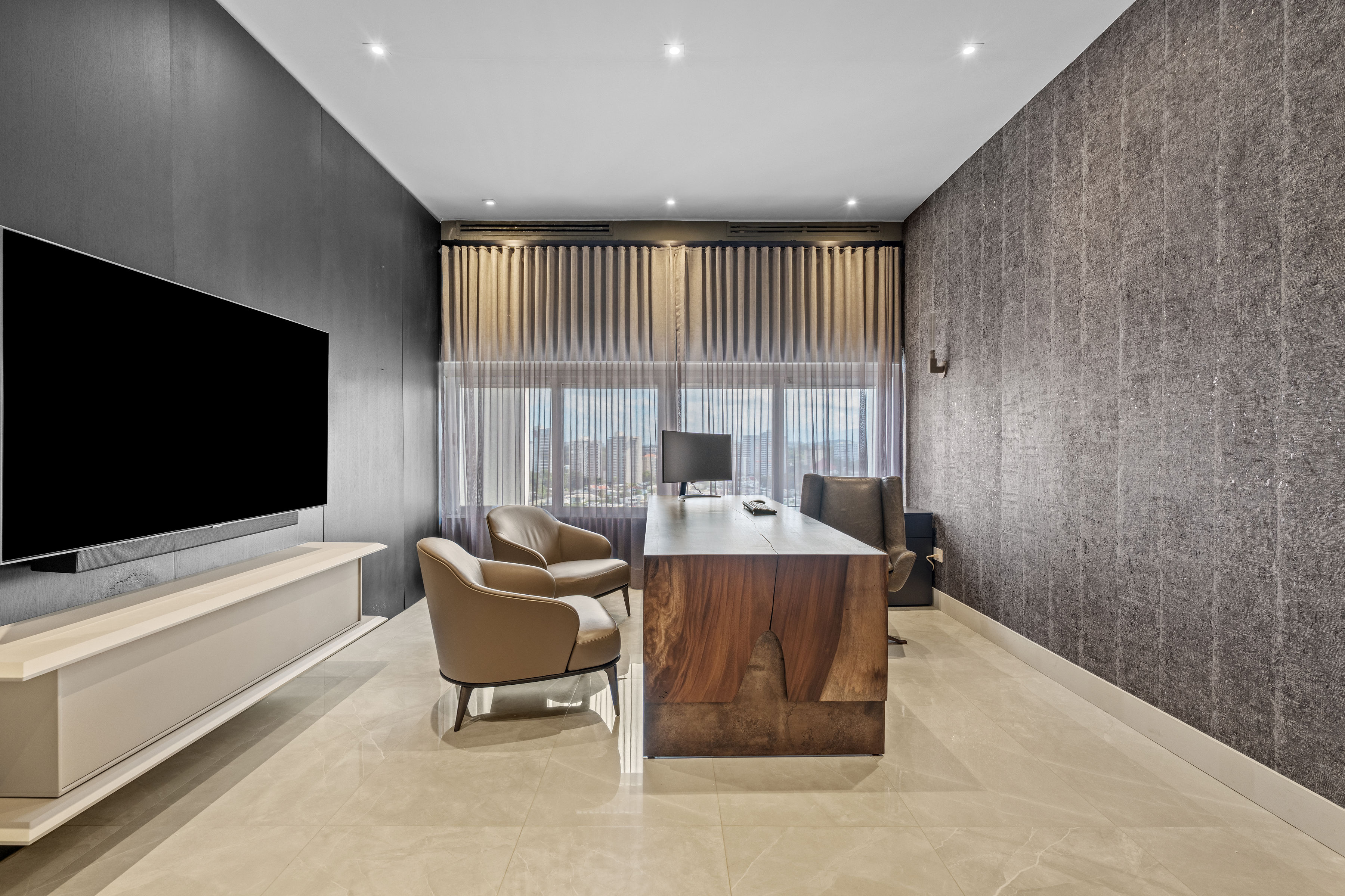 Private rooftop terrace with outdoor kitchen at Caparra Classic penthouse