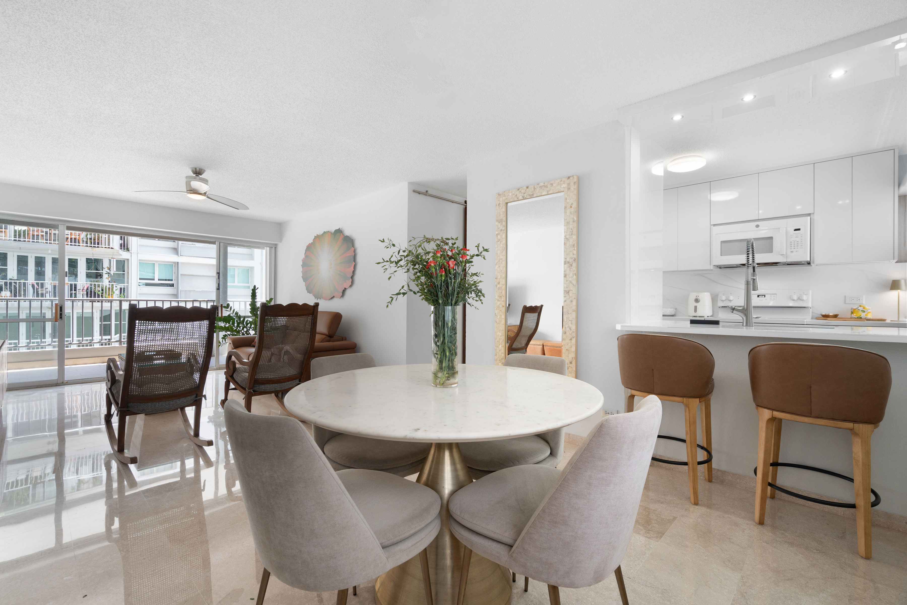 Kings Court 81 Condado | Open-concept dining, kitchen, and living areas with a seamless layout