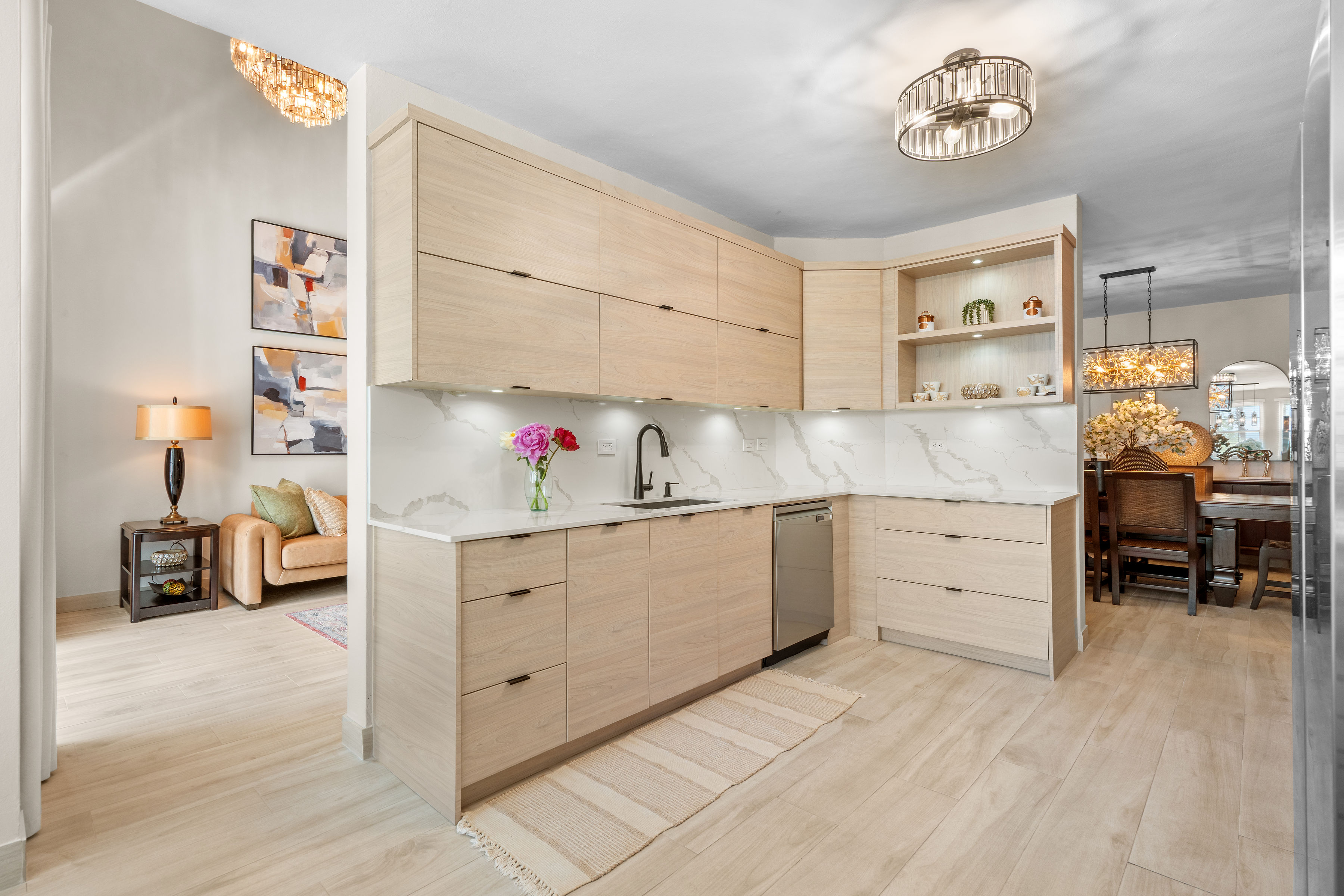 Royal Palm Vega Alta | Renovated kitchen with custom cabinetry and quartz countertops