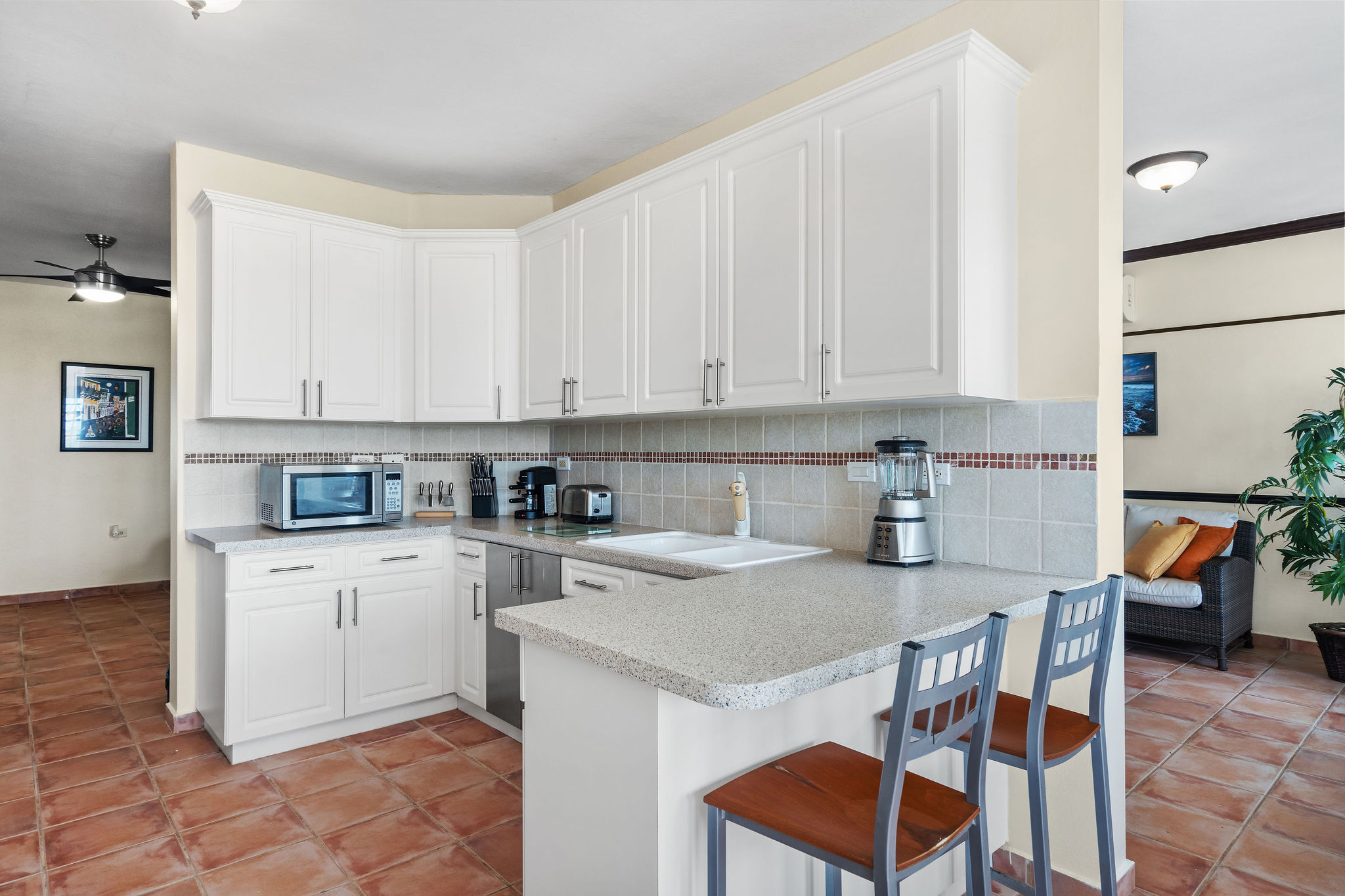 Royal Palm open-concept kitchen with breakfast bar