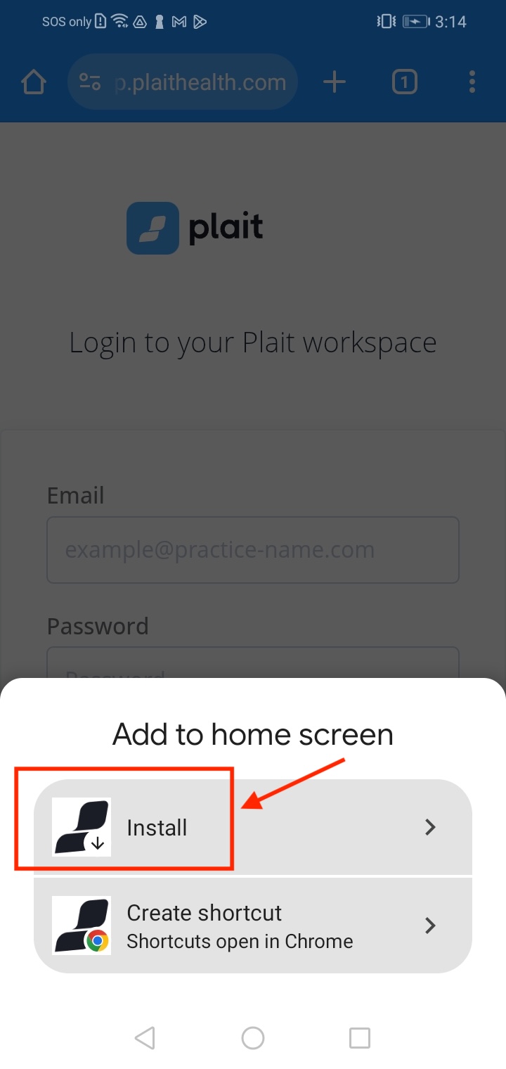 Install the Plait app on Android home screen