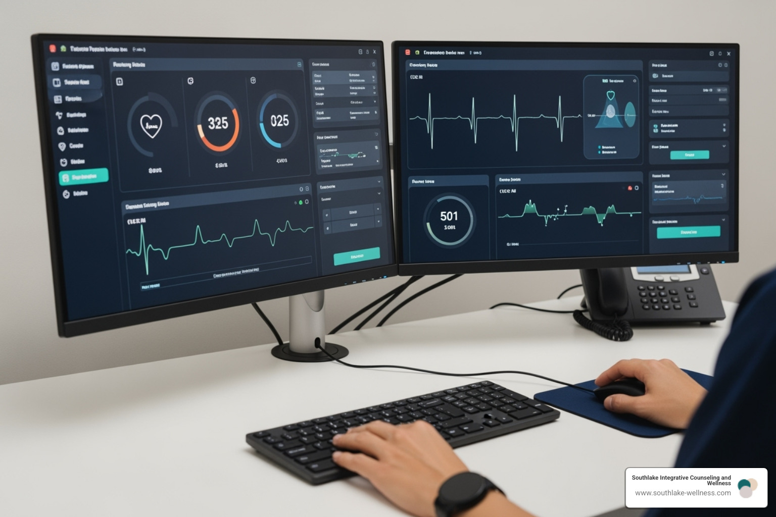 A modern dashboard showing patient progress and wellness data - personalized mental health care