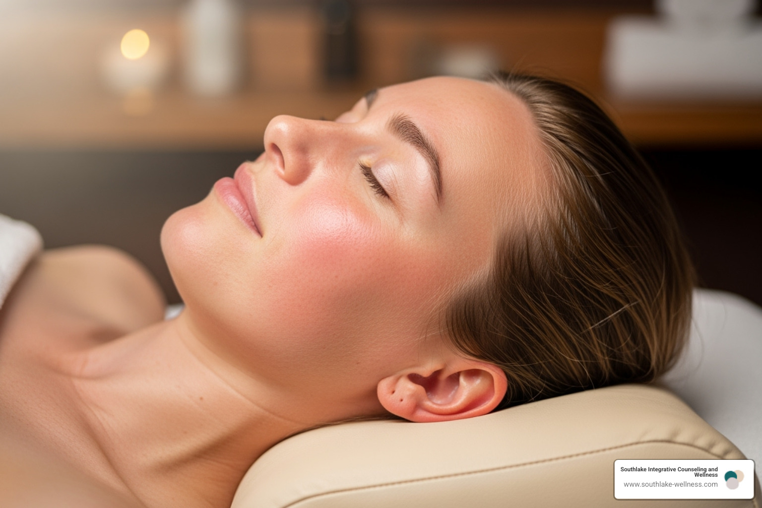 person looking peaceful and relaxed post-massage - body mind and soul massage