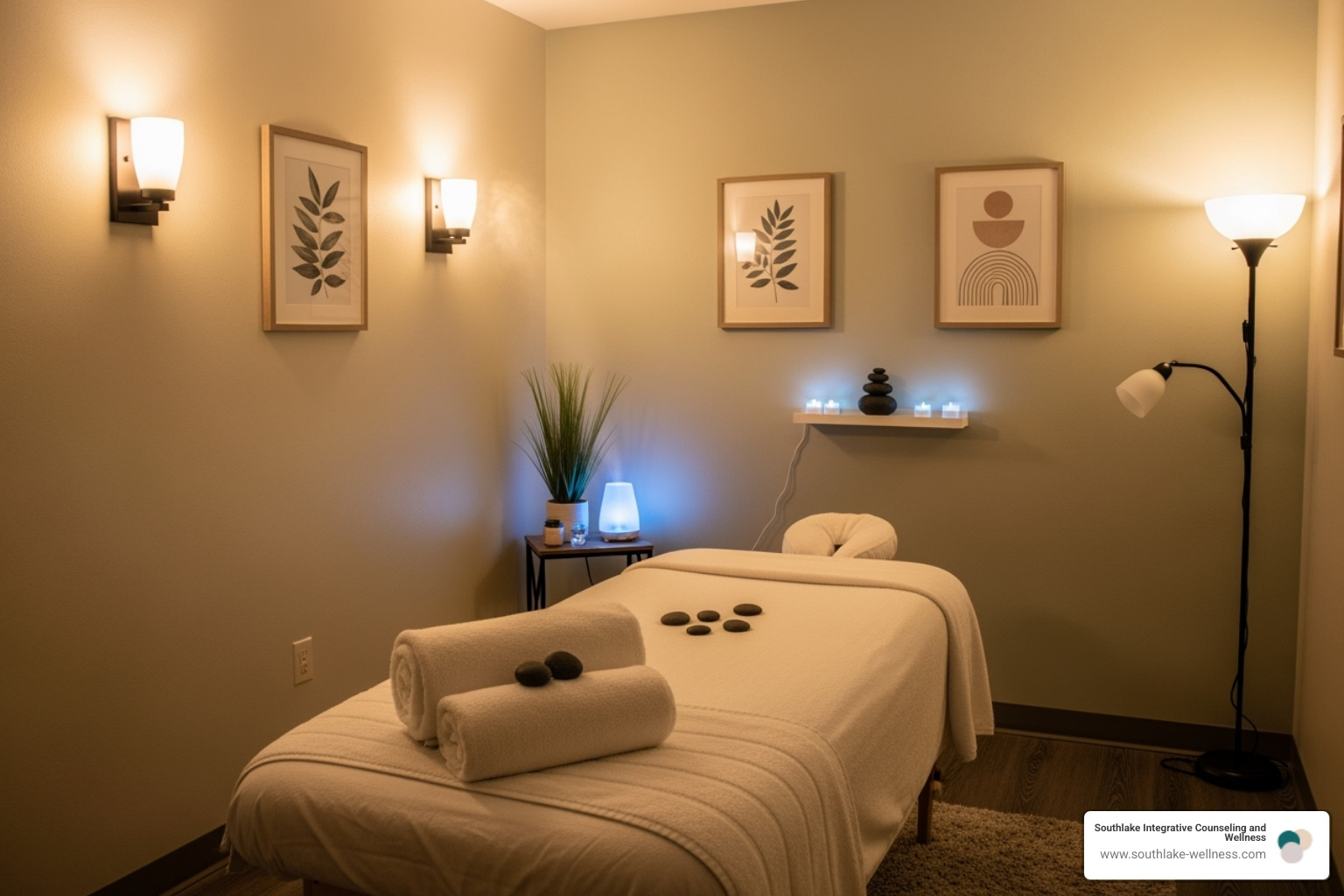 a welcoming and professional massage therapy room - mind body wellness and massage therapy