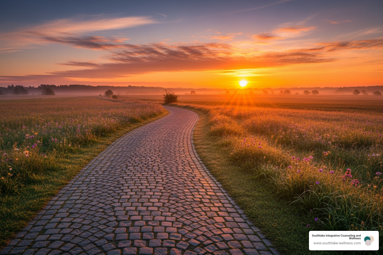 A path leading towards a sunrise, symbolizing hope and a new beginning. - Emotional wellness counseling