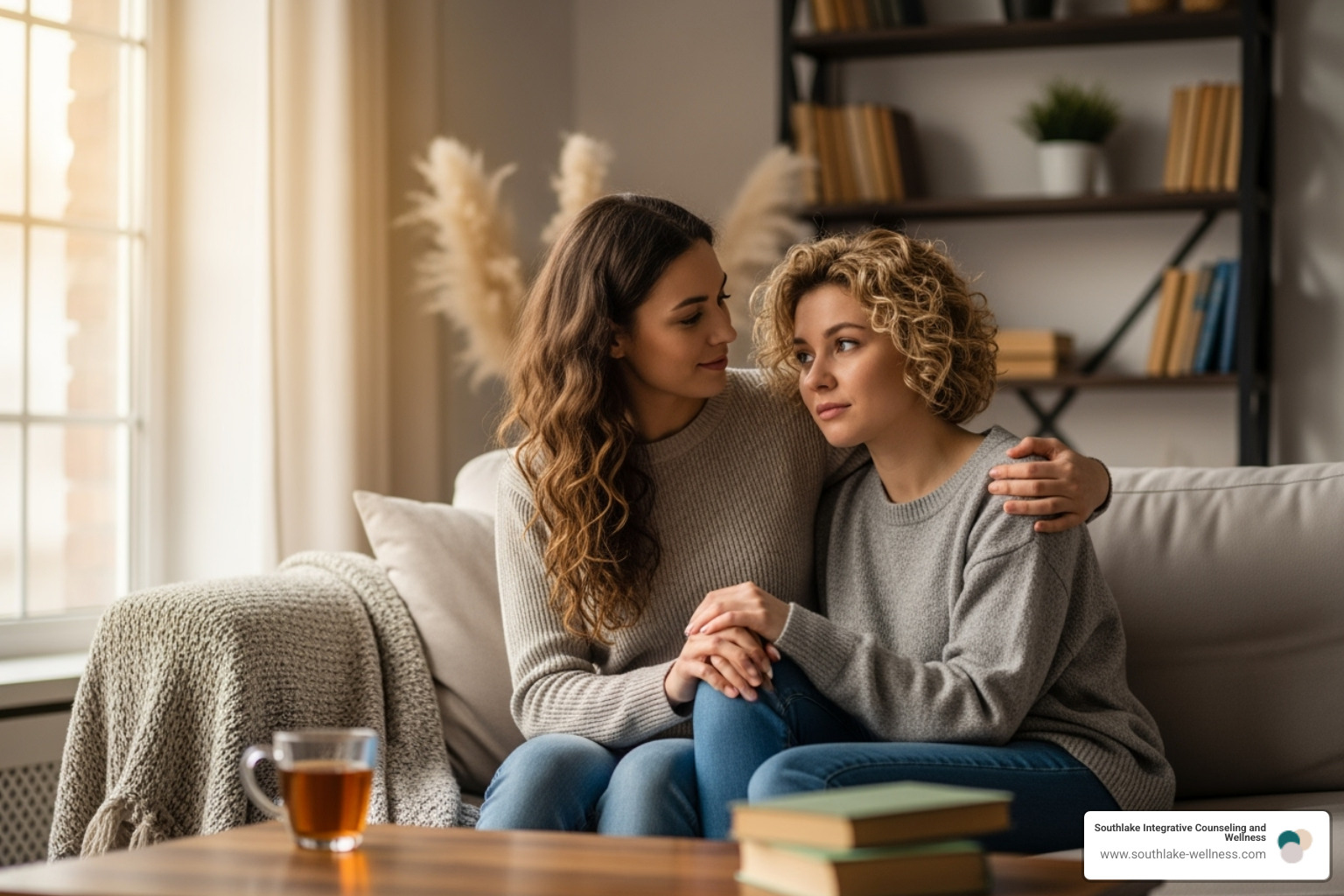 two friends offering comfort and support - Heal emotional trauma two friends offering comfort and support - Heal emotional trauma