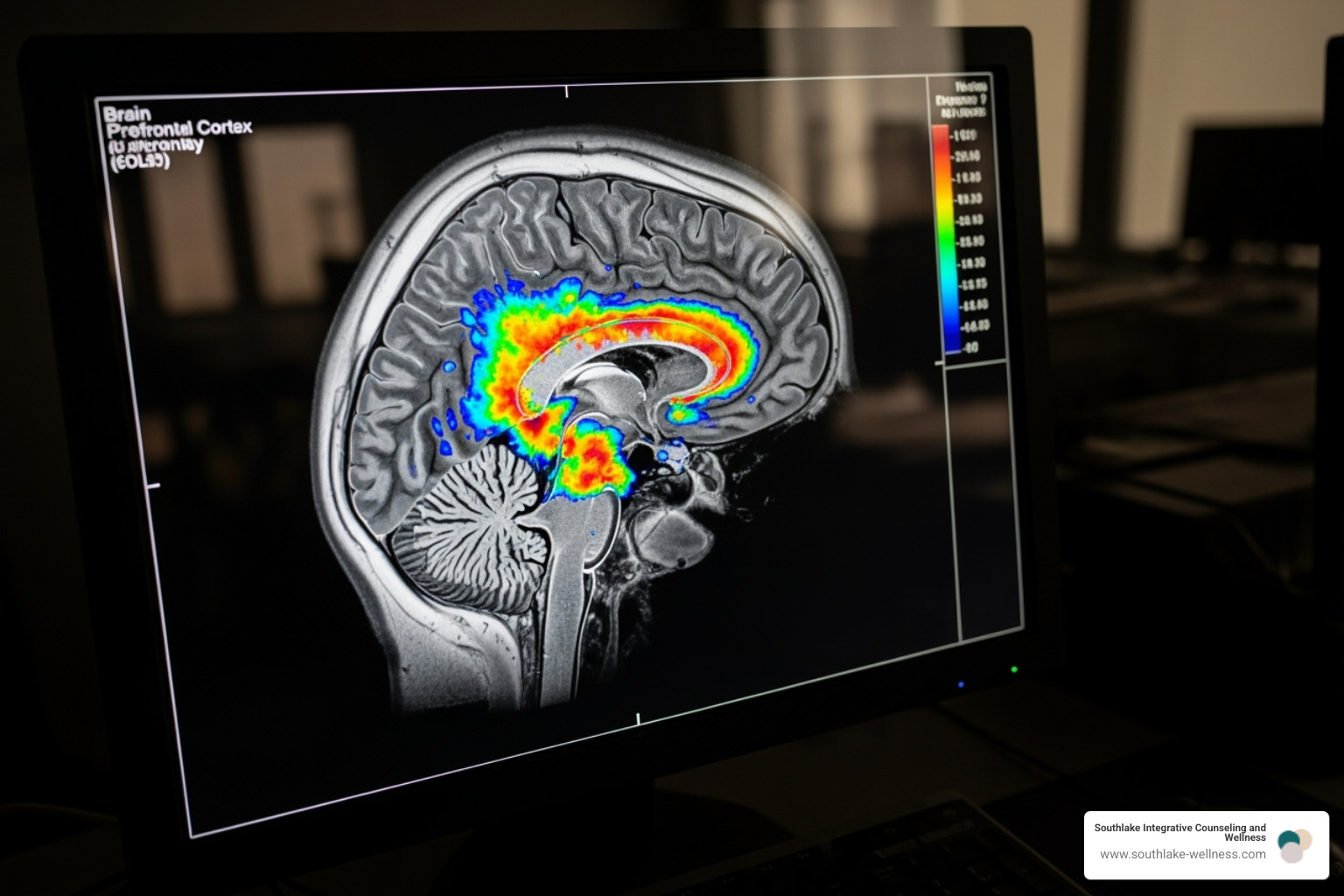 brain scan showing increased activity in prefrontal cortex after mindfulness - does mindfulness based therapy help for self care