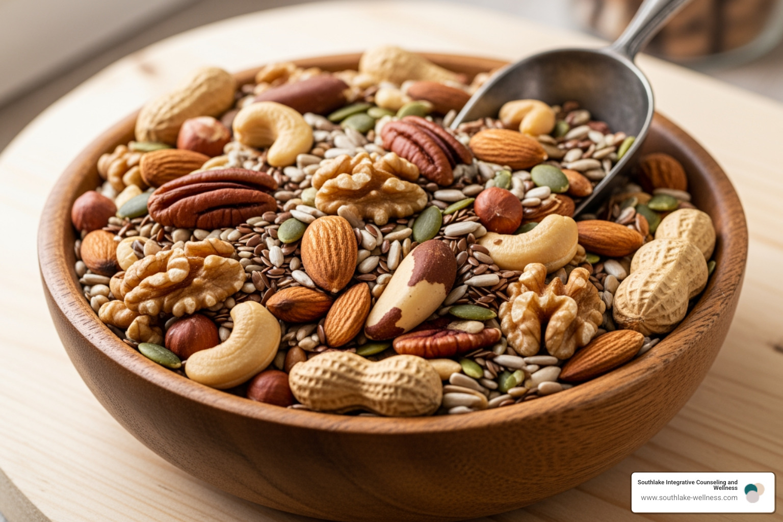 bowl of mixed nuts and seeds - Diet for focus bowl of mixed nuts and seeds - Diet for focus