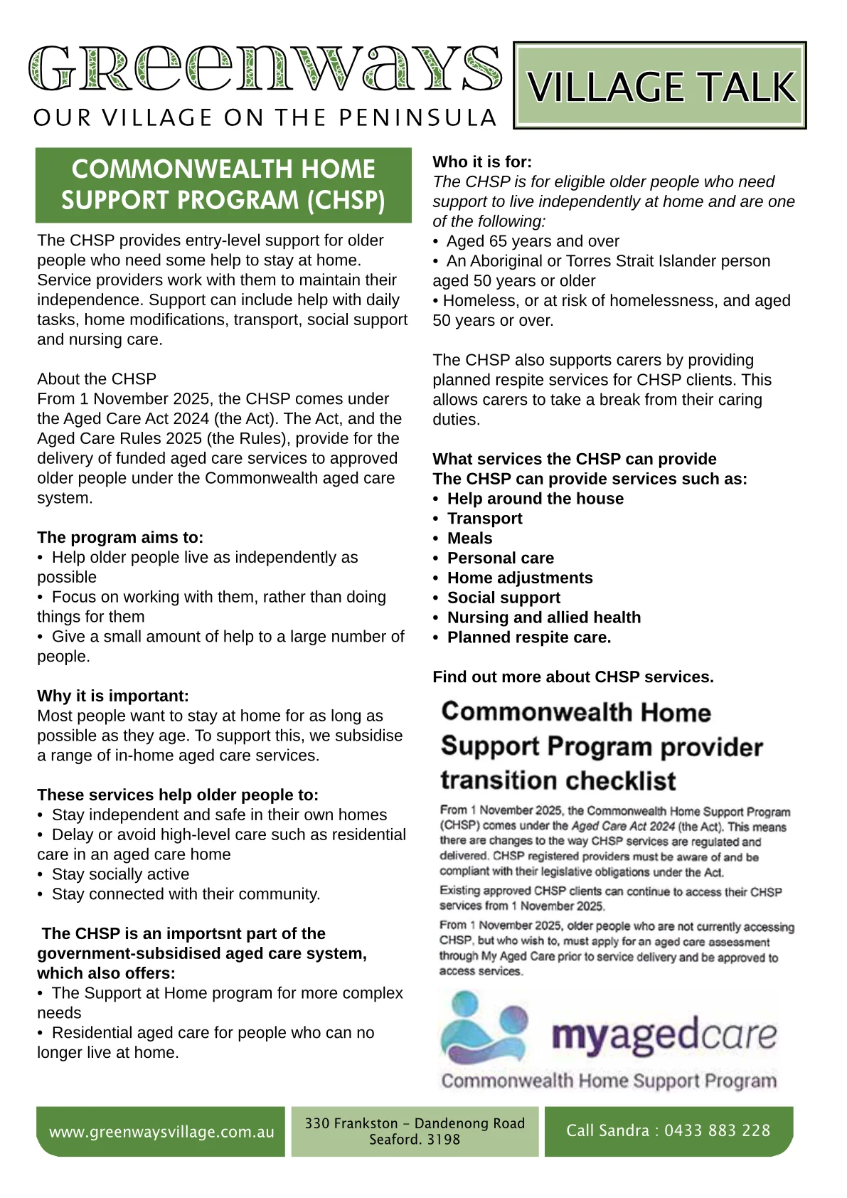 Village Talk – Spring 2025