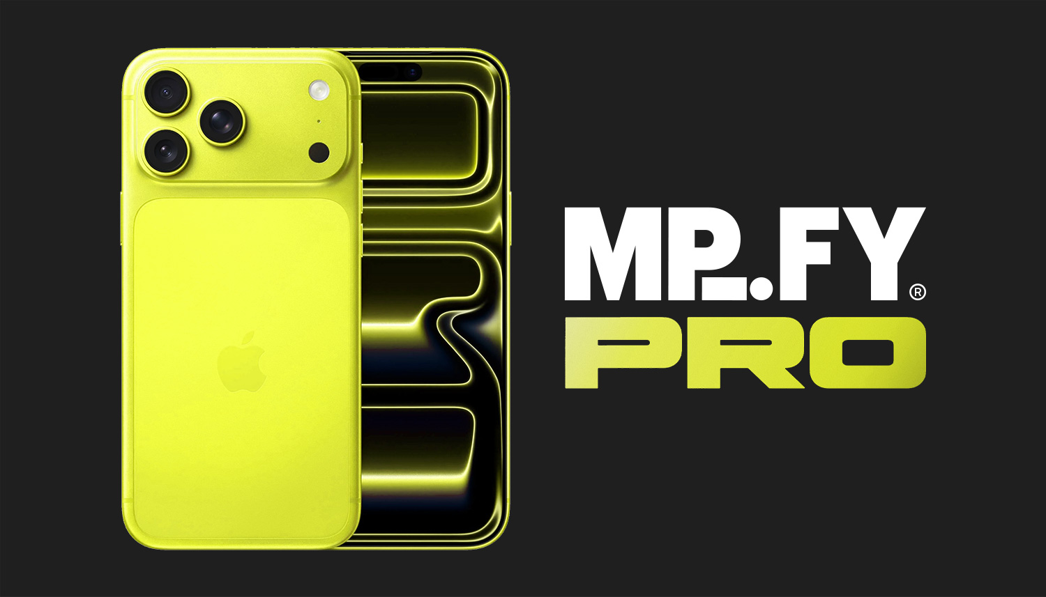an iPhone 17 Pro Max version with a neon Yellow colour, the colour of MPiFY