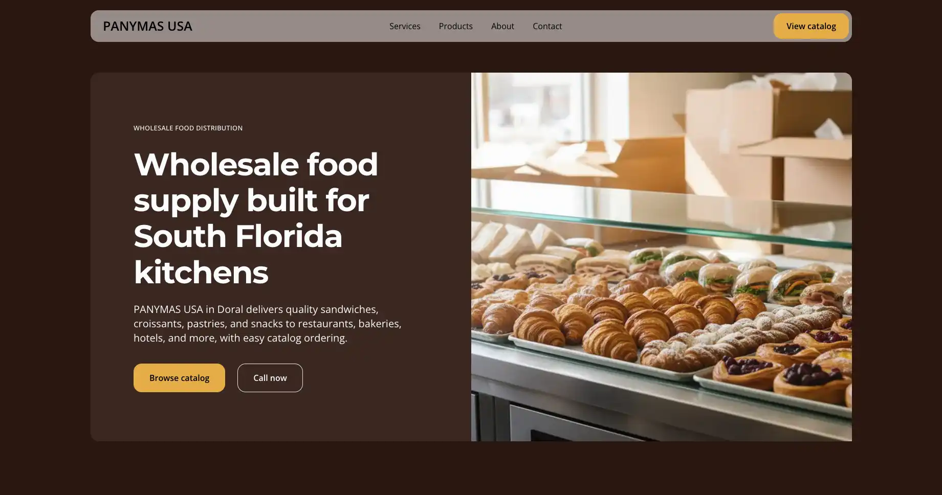 Wholesale Food Distributor website homepage