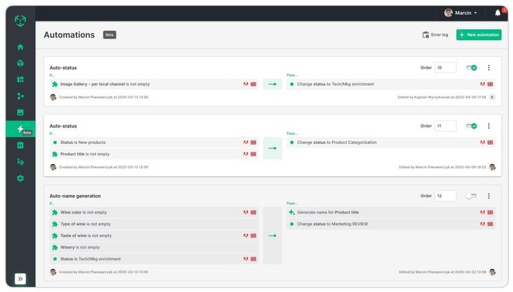 Ergonode PIM automation rules for auto-generating product content