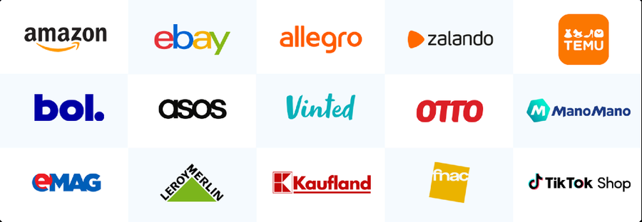 Amazon, eBay, Allegro, Zalando and other marketplace logos referenced in the ebook