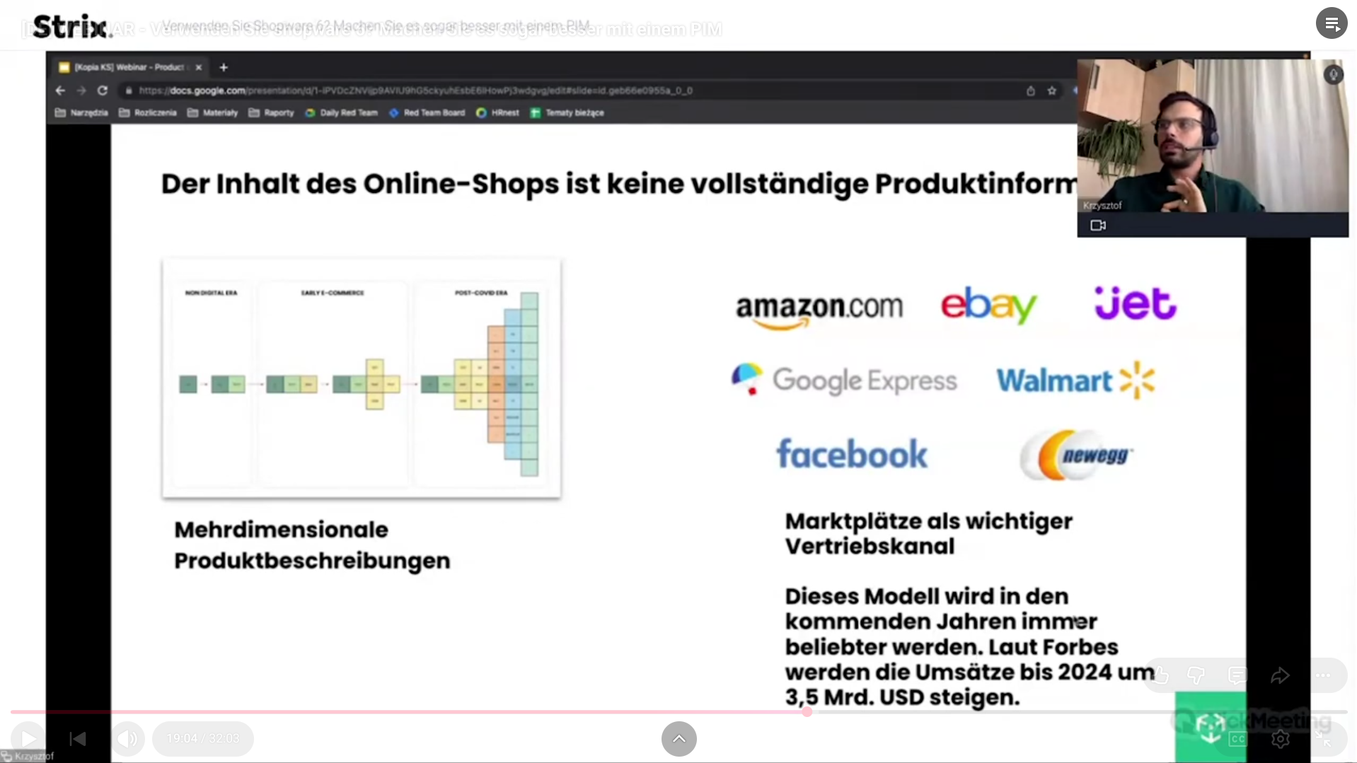 Webinar-Screenshot: Rollen im Team – Inhaltsspezialist, Produktanalytiker, E-Commerce Manager, Lieferant