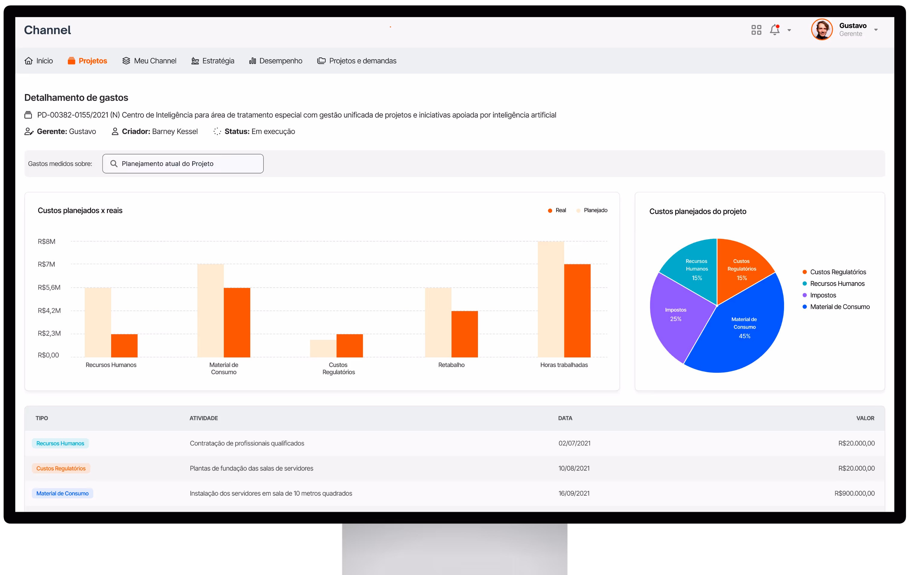 Tela do produto Channel