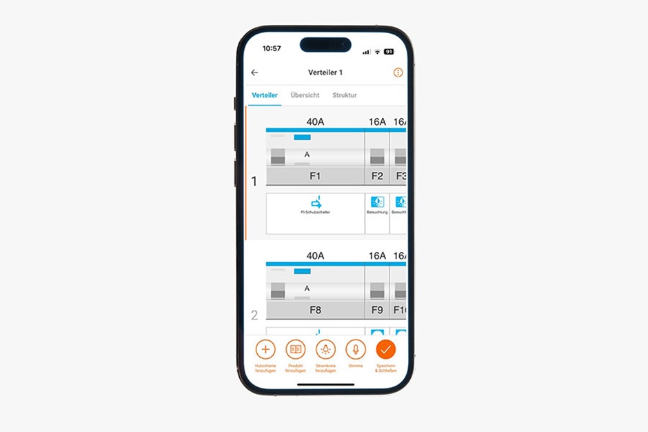 Hager Ready 5.5 - der Planungsassistent für Klein- und Feldverteiler in der App-Ansicht