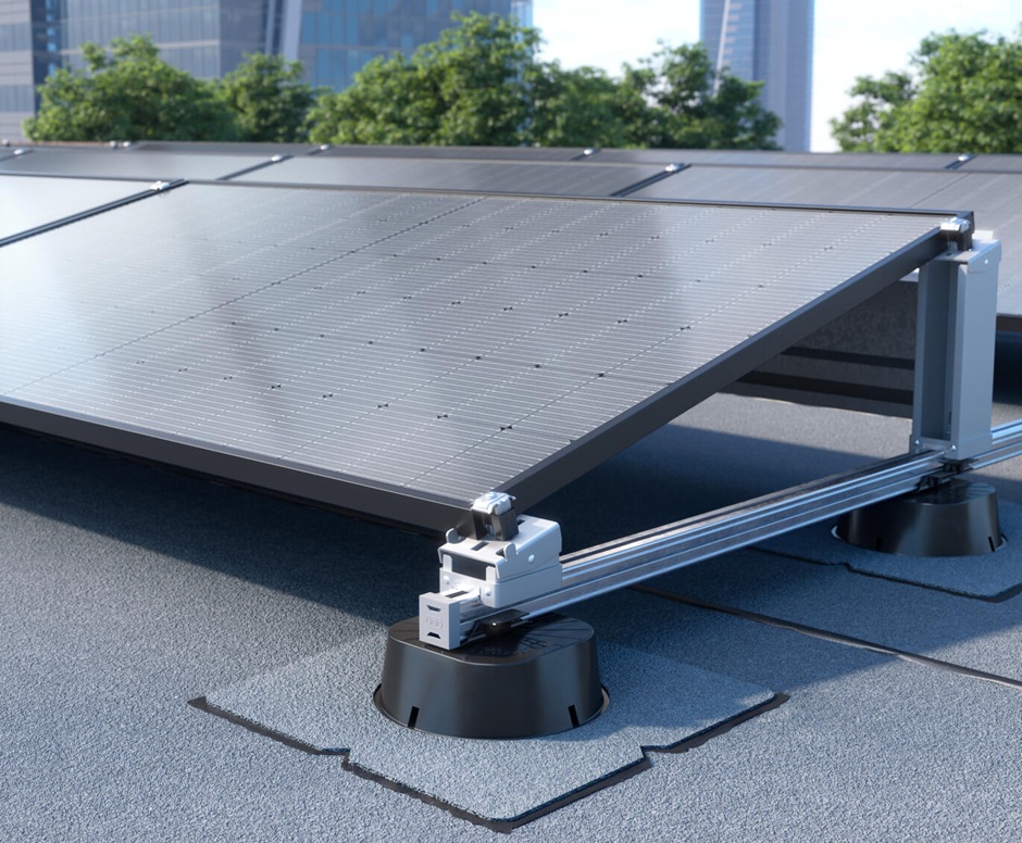 PV-Anlage mit Montagesystem auf einem Flachdach