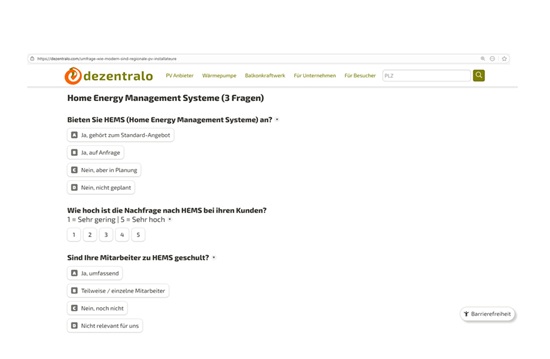 Screenshot der Umfrage