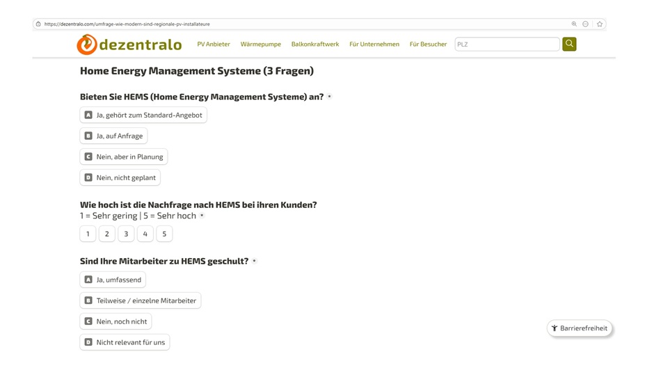 Screenshot der Umfrage